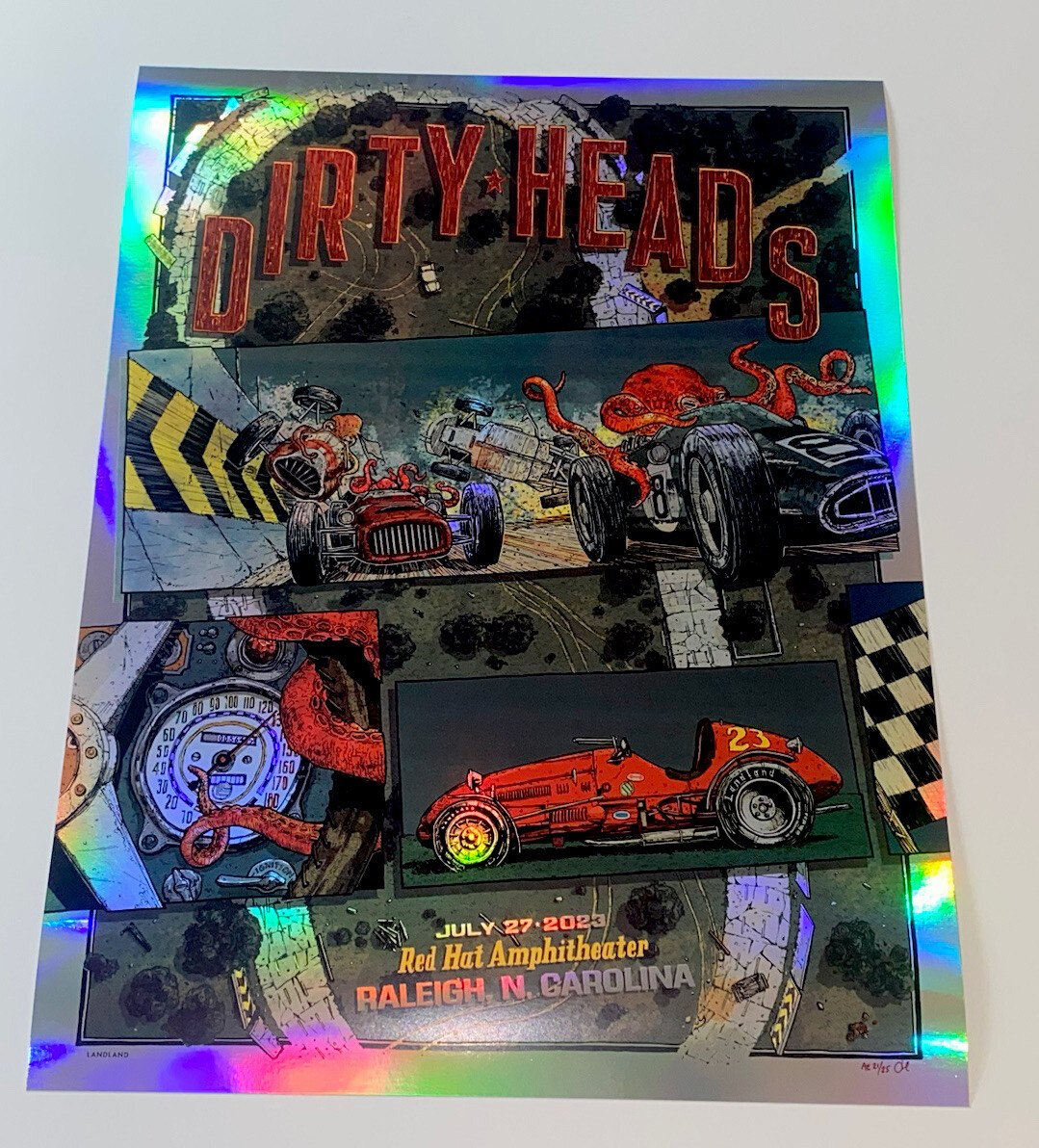 Dirty Heads Poster Raleigh NC Red Hat Amp 2023 S/N Silkscreen Official *FOIL* #d