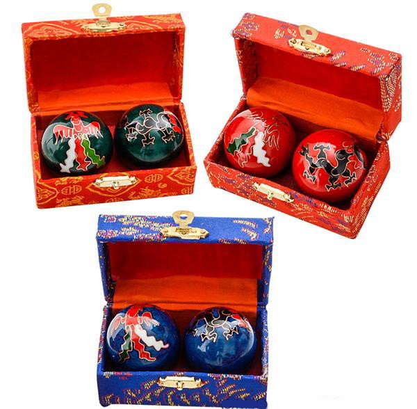 2 SETS CHINESE HEALTH STRESS RELIEF BAODING BALLS THERAPY DRAGON FREE SHIPPING