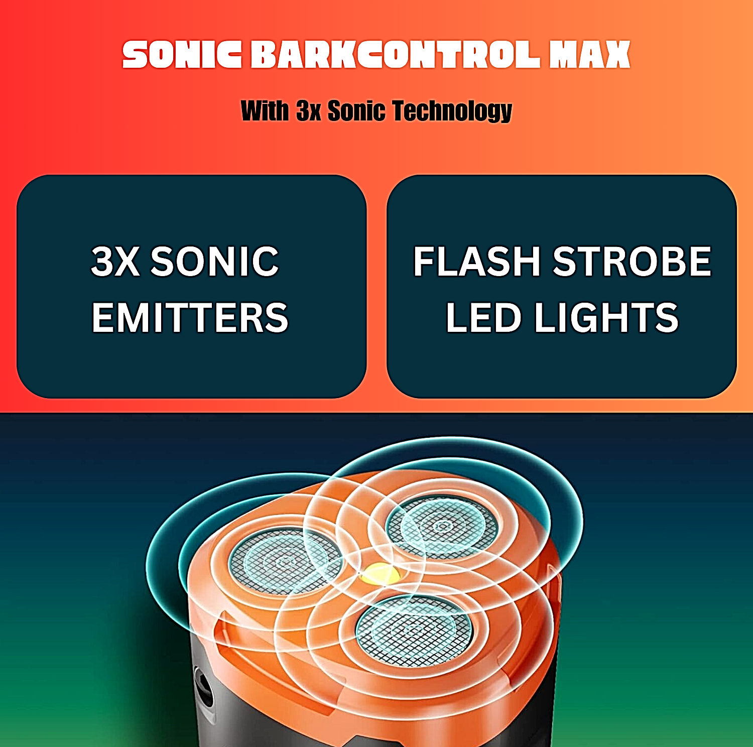 Niche Brands 50Ft Dog Bark Deterrent Devices W/3X UltraSonic Emitters | No Bark