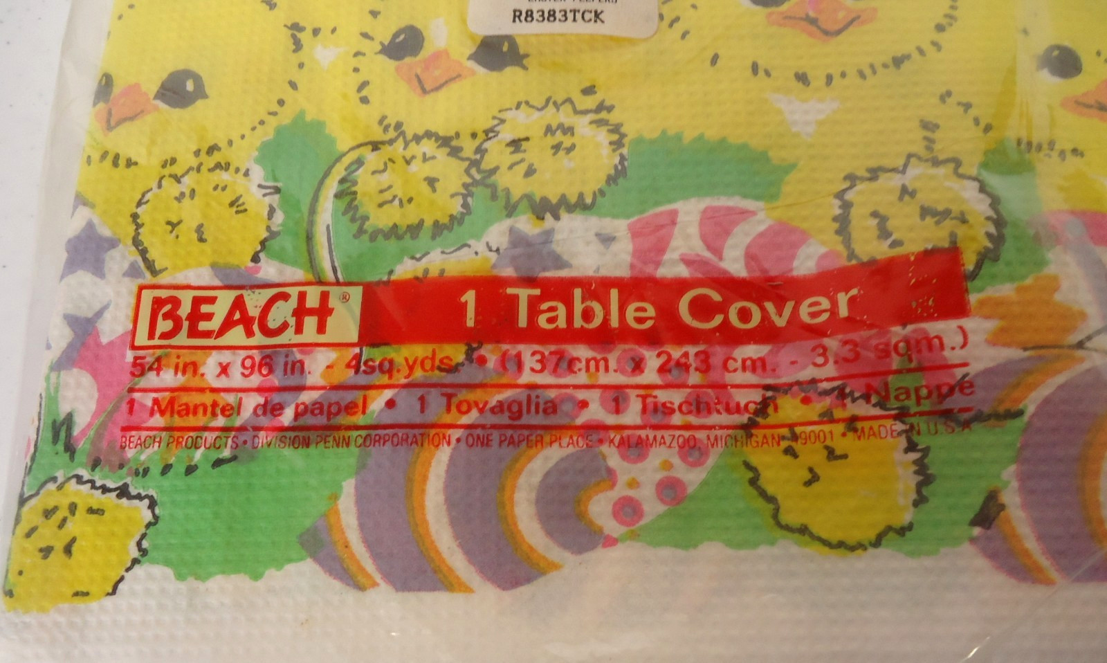 Vintage Beach Easter Chicks and Easter Eggs Paper Tablecloth 54 x 96