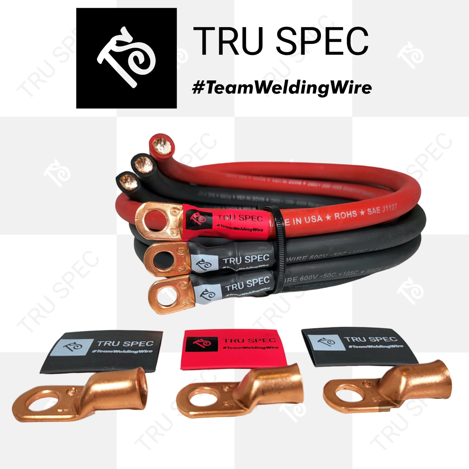 1/0 AWG GAUGE Tru Spec Big 3 UPGRADE wiring Kit PURE OFC COPPER Red Black