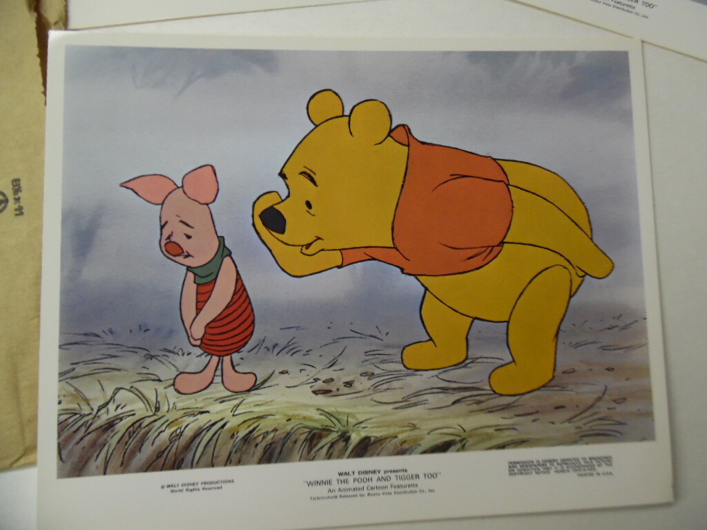 1974 WINNIE THE POOH AND TIGGER TOO Mini Lobby Card Set + Sleeve Walt Disney VG+