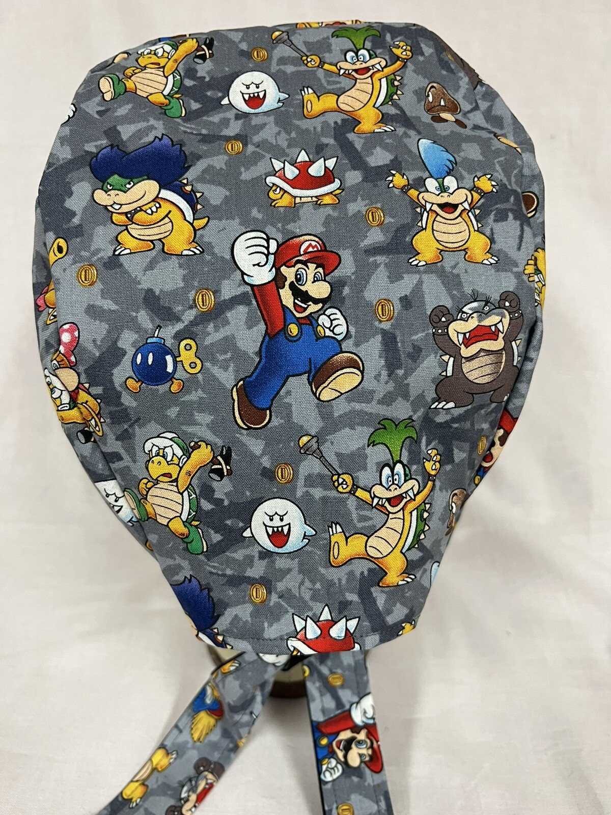 Men/Women Surgical Scrub Cap Lined Super Mario Bros Nintendo Mario and Luigi