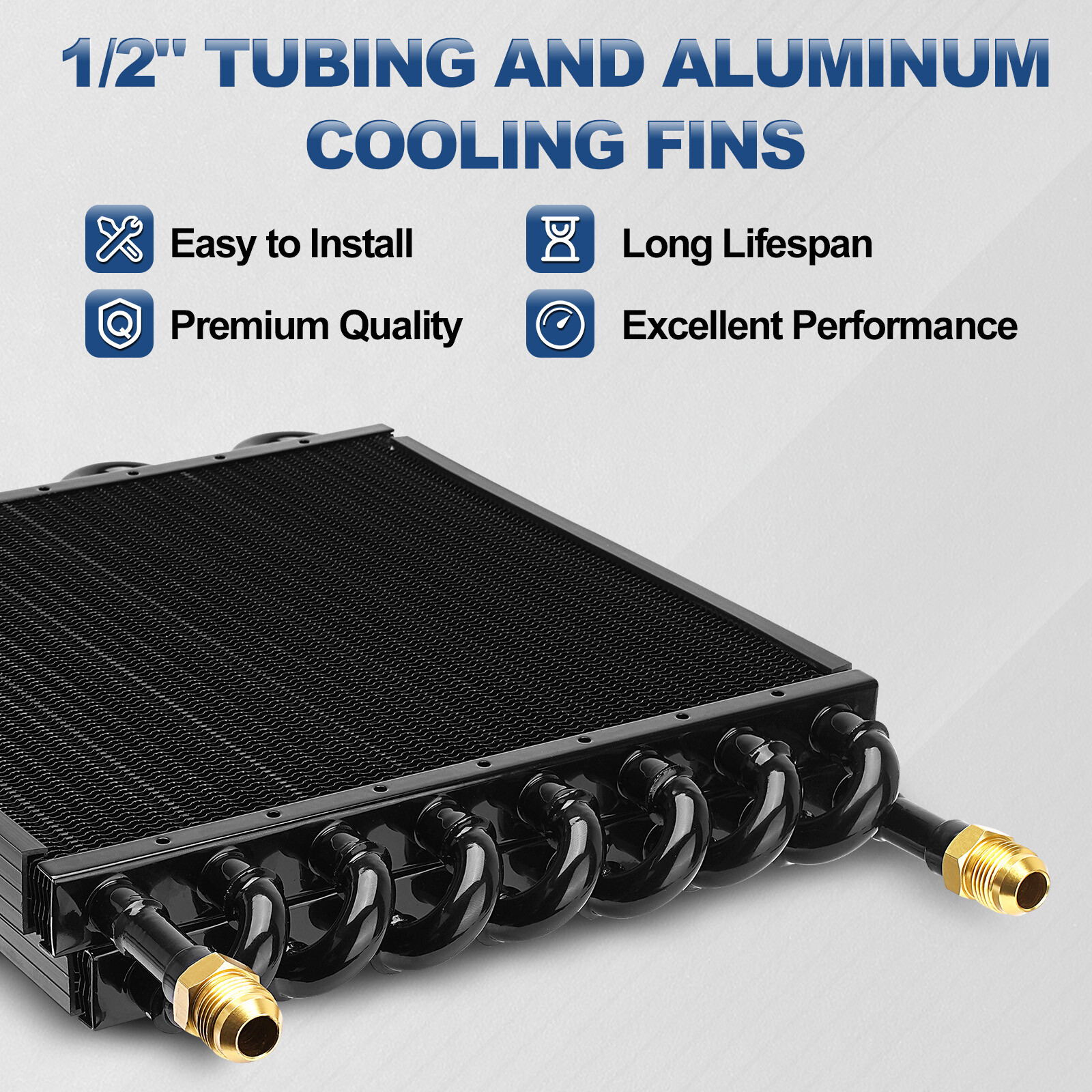 16 Pass 1/2" Transmission Cooler 8AN Tube Fin Cooler Air Compressor Aftercooler