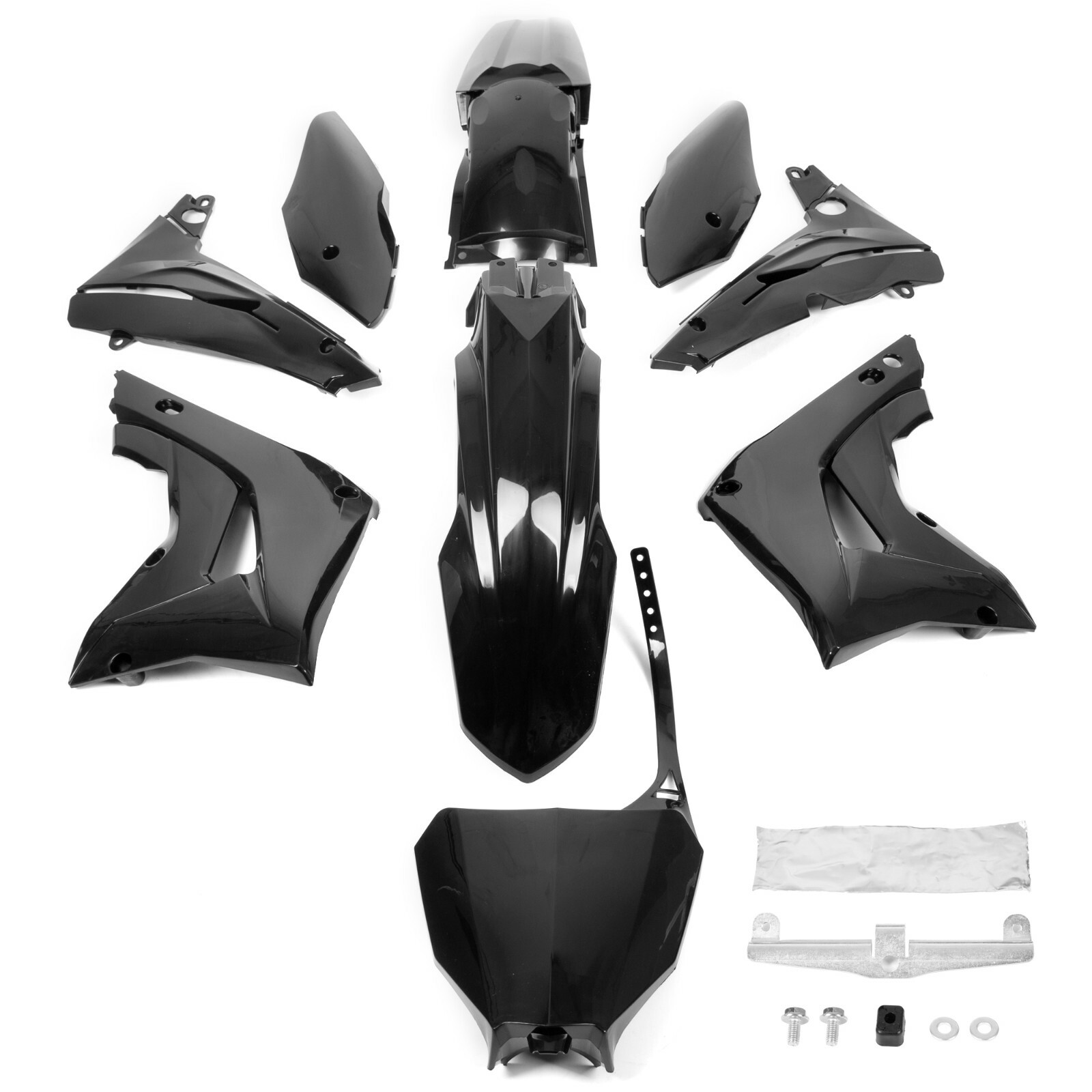 Black Restyle Plastic Body Work Complete Kit For 2002-2007 Honda CR125R CR250R