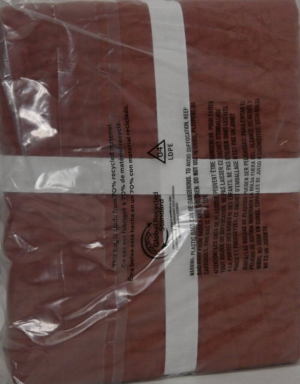 Pottery Barn Belgian Flax Linen Handcrafted Quilt, Twin & 2 Shams Rosewood NWT