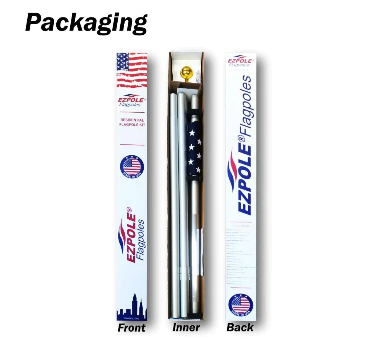 EZ Pole Flagpole - 21' Sectional Flagpole MADE IN USA - New, Unopened - Silver