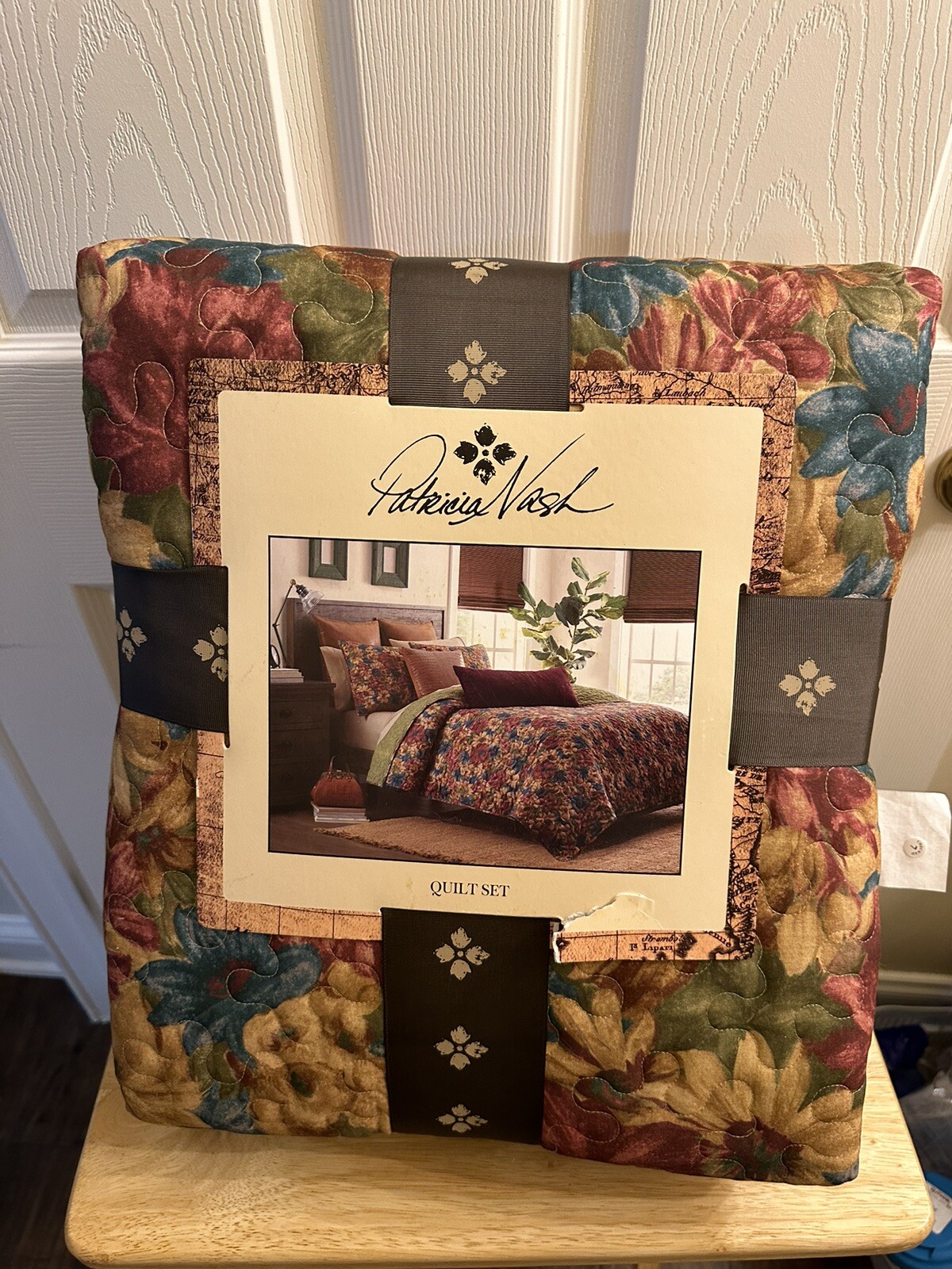 New Patricia Nash Fresco Bouquet Floral King Quilt & Pillow Shams Set 3pc