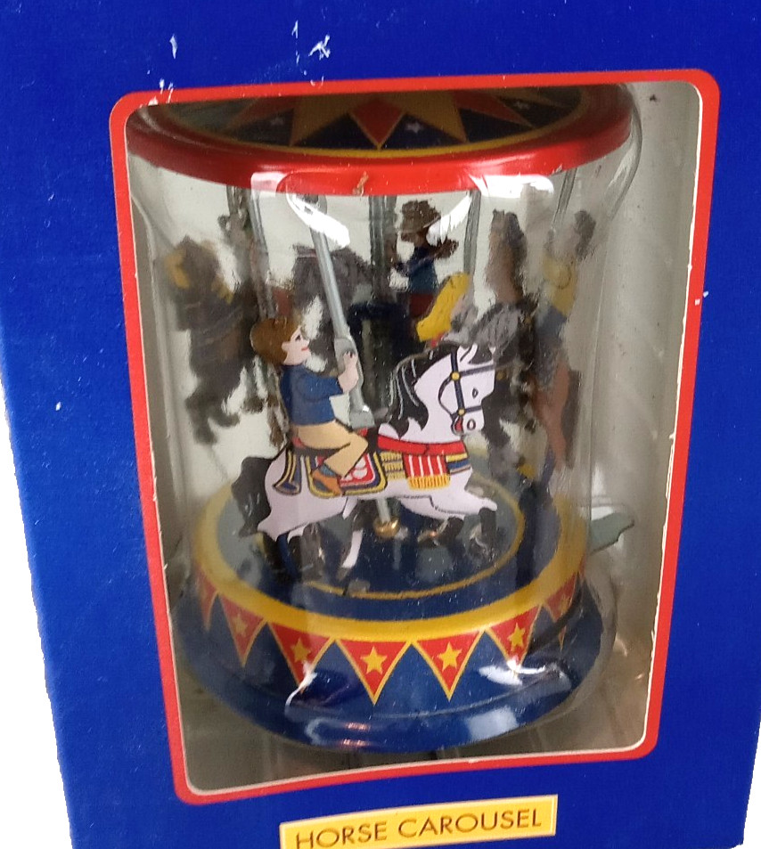 SCHYLLING Pull & Spin Tin Litho HORSE CAROUSEL Toy Mechanical NIB NEW