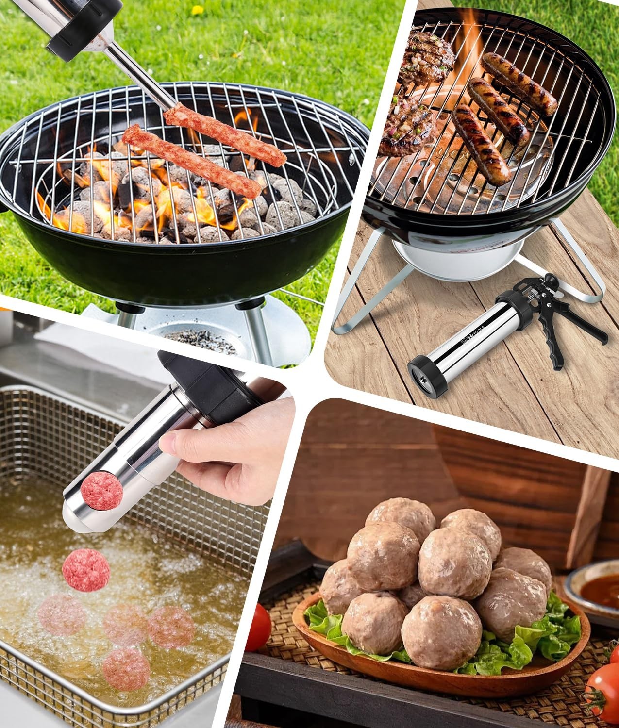 HK Jerky Gun Kits and Meatball Maker, 2.5 LB Stainless Steel Sausage Stuffer