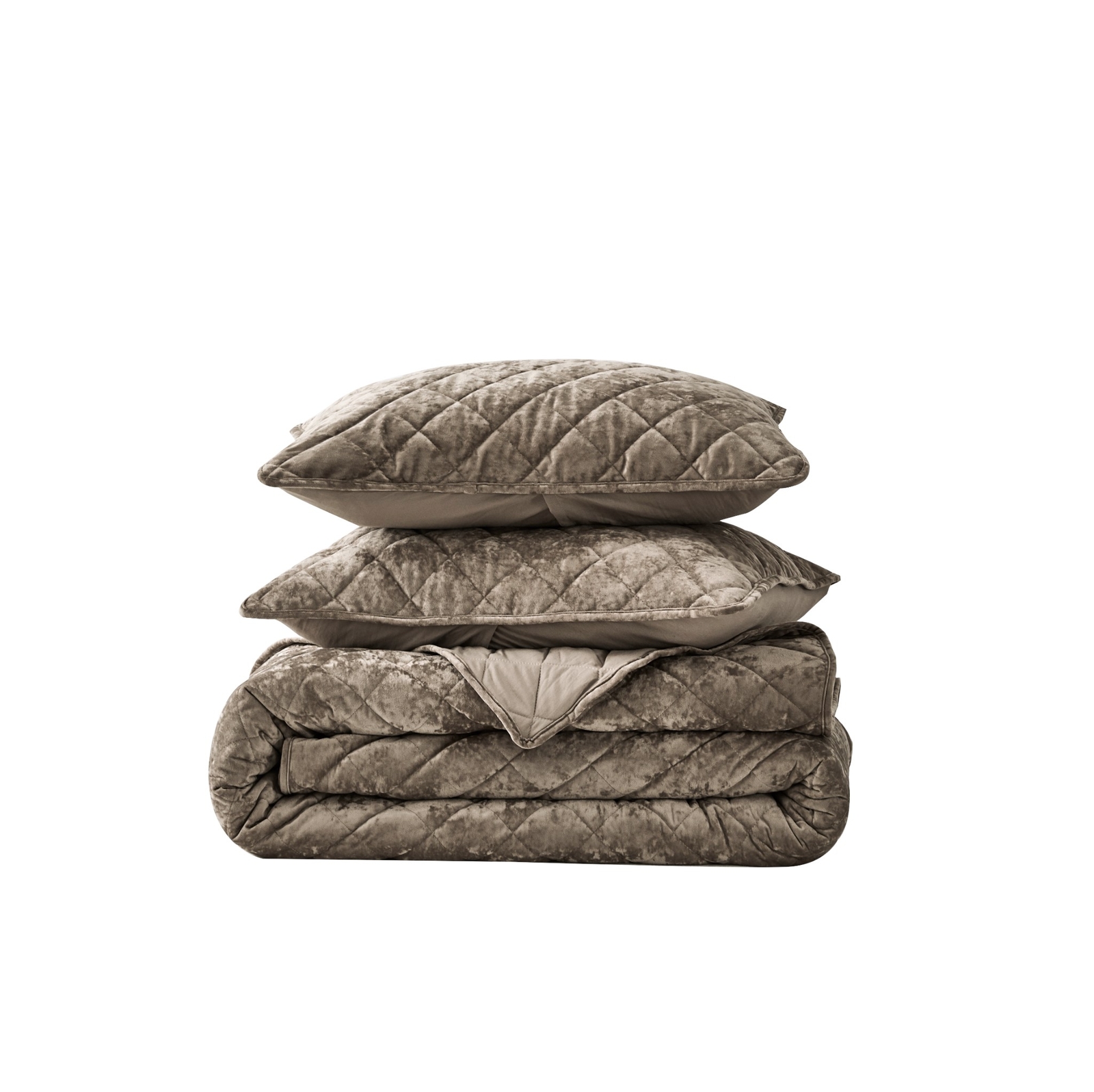 Chezmoi Collection Lux 3-Piece Diamond Stitch Plush Distressed Velvet Quilt Set