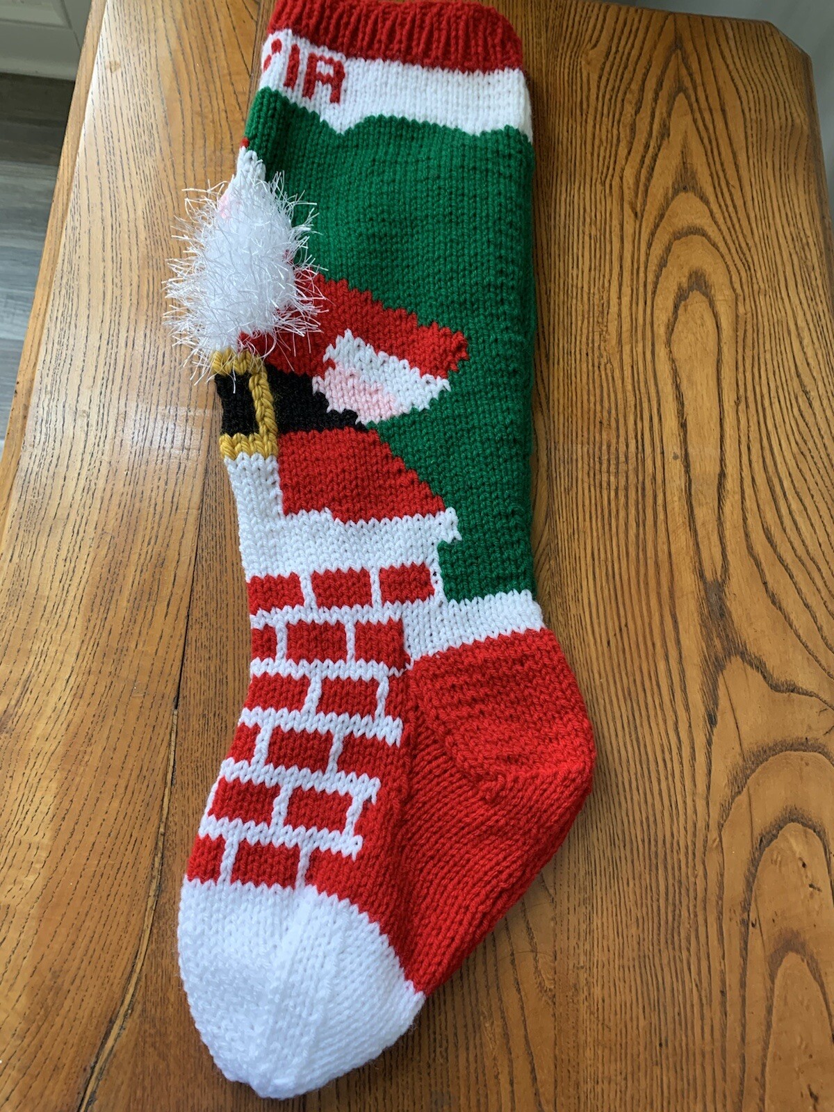 HAND KNIT CHRISTMAS STOCKING -SANTA ~24" long ~ Personalized