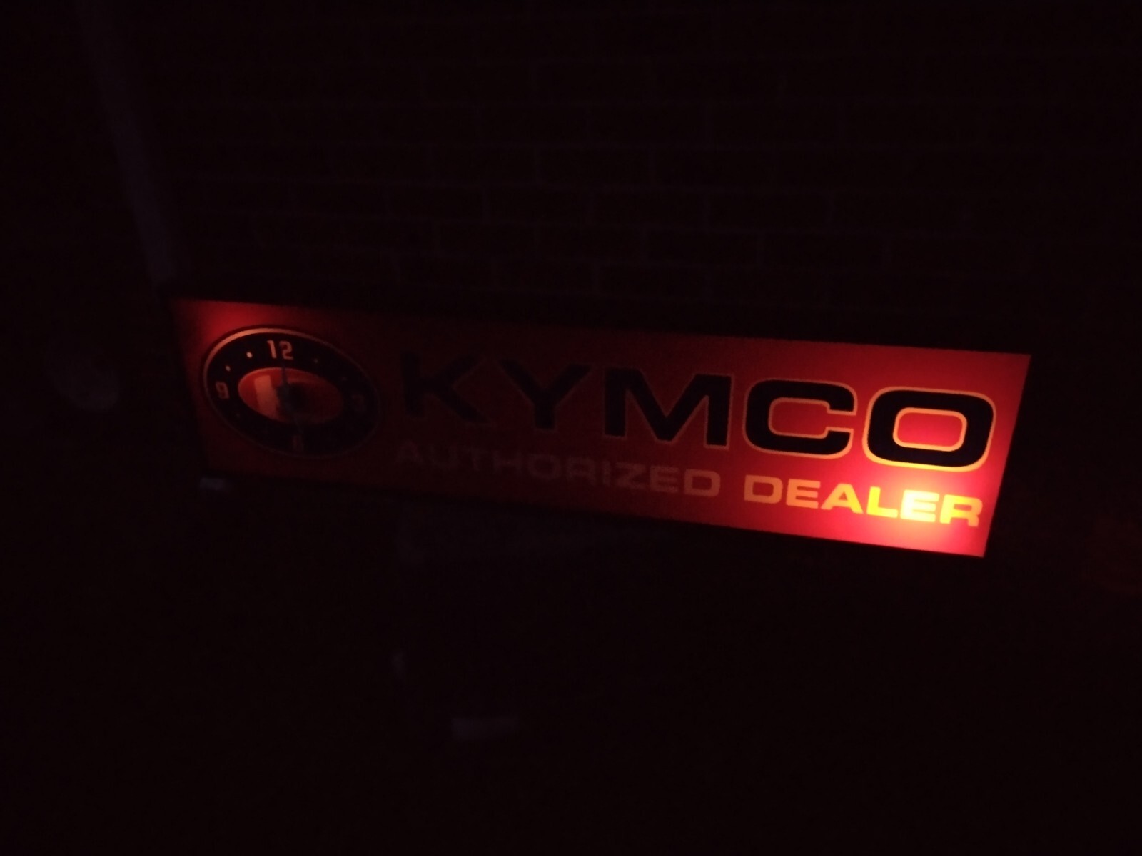 KYMCO Original Authorized Dealer Motorcycle Advertising Sign Light Up Clock Rare