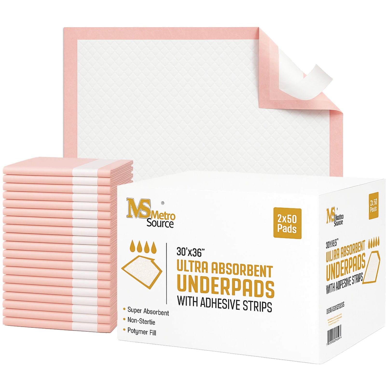 Metro Source 30x36 Disposable Underpads 100 Count | Incontinence Bed & Leakproof