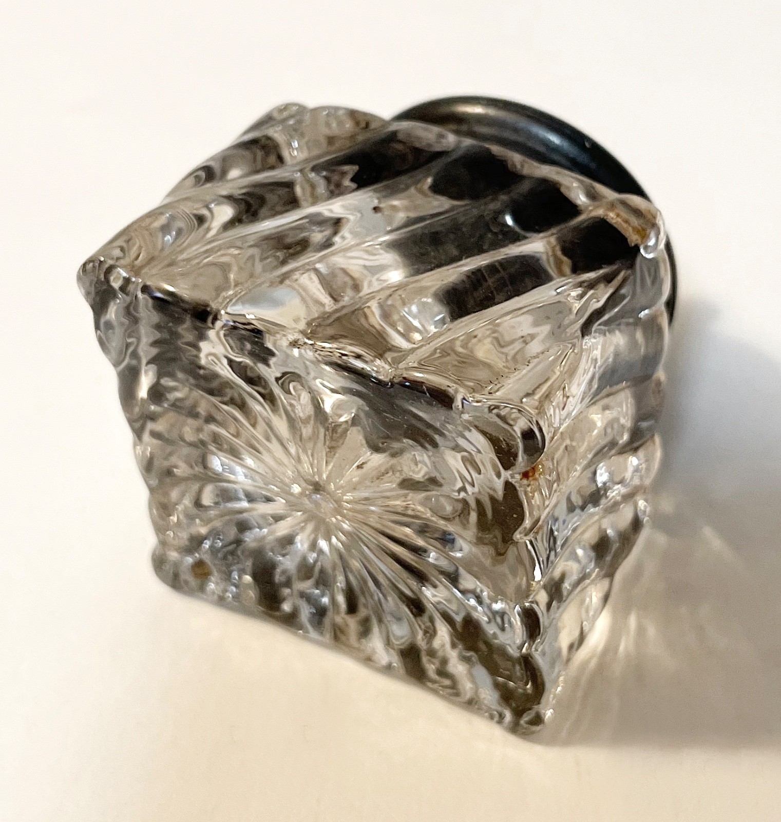 Antique Ink Well with Crystal base and Pewter Top - Nice!