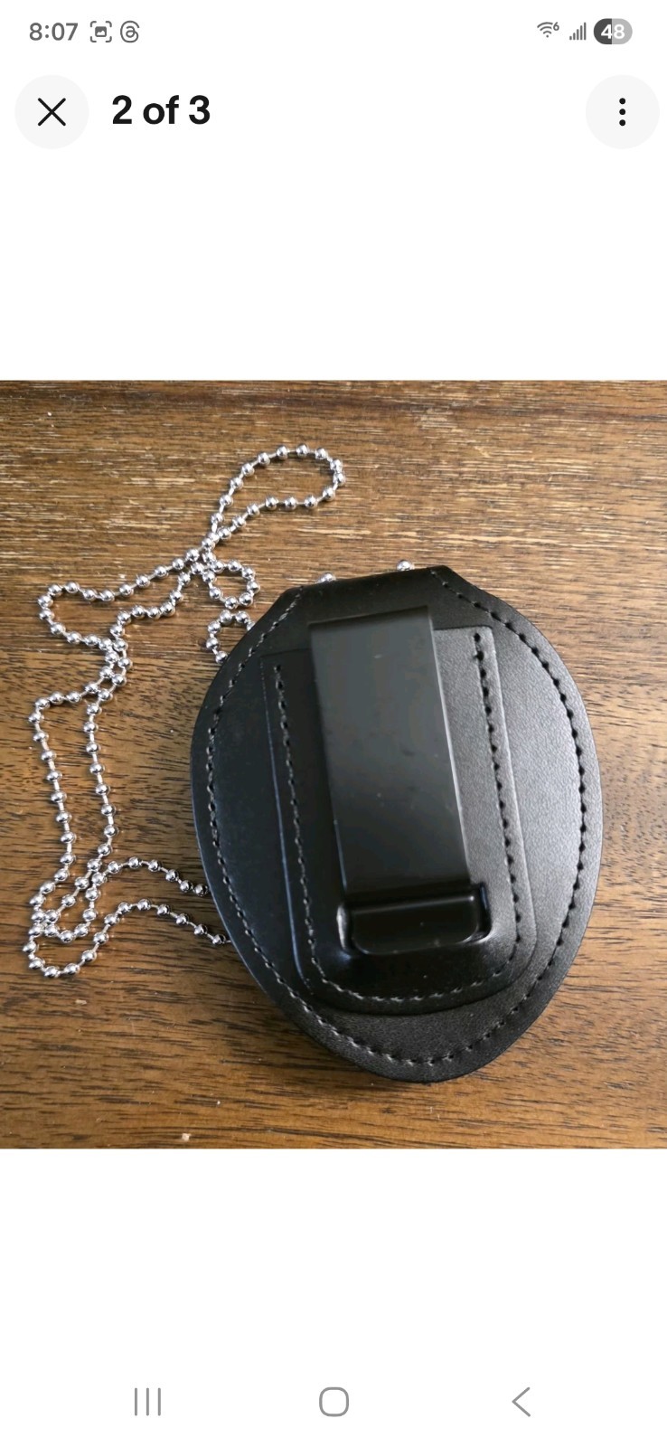 Concealed Carry Permit Badge Clip with Neck Chain Black