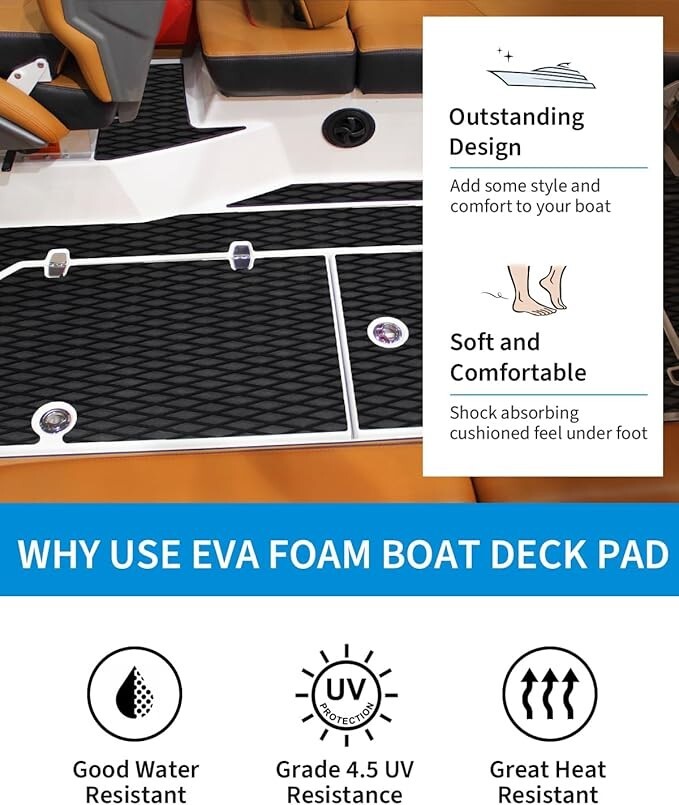 94''x35" EVA Foam Boat Decking Sheet Mat Teak Marine Yacht Flooring Paddle Pad