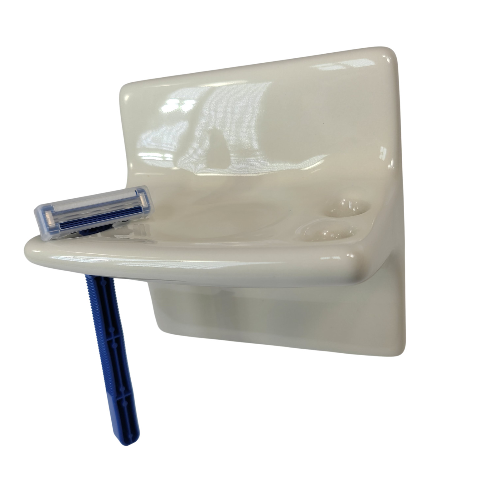 Vintage Beige Bone Almond Ceramic Tile Toothbrush Holder Tumbler Cup Tray Retro