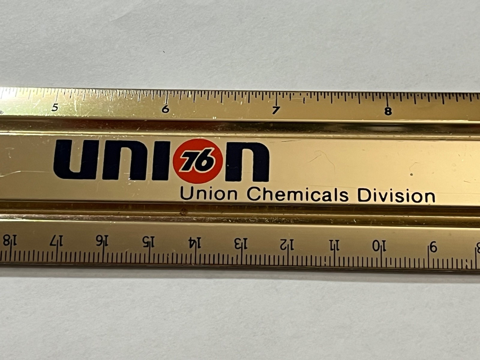 Union 76 Gold Tone Metal 12" Ruler
