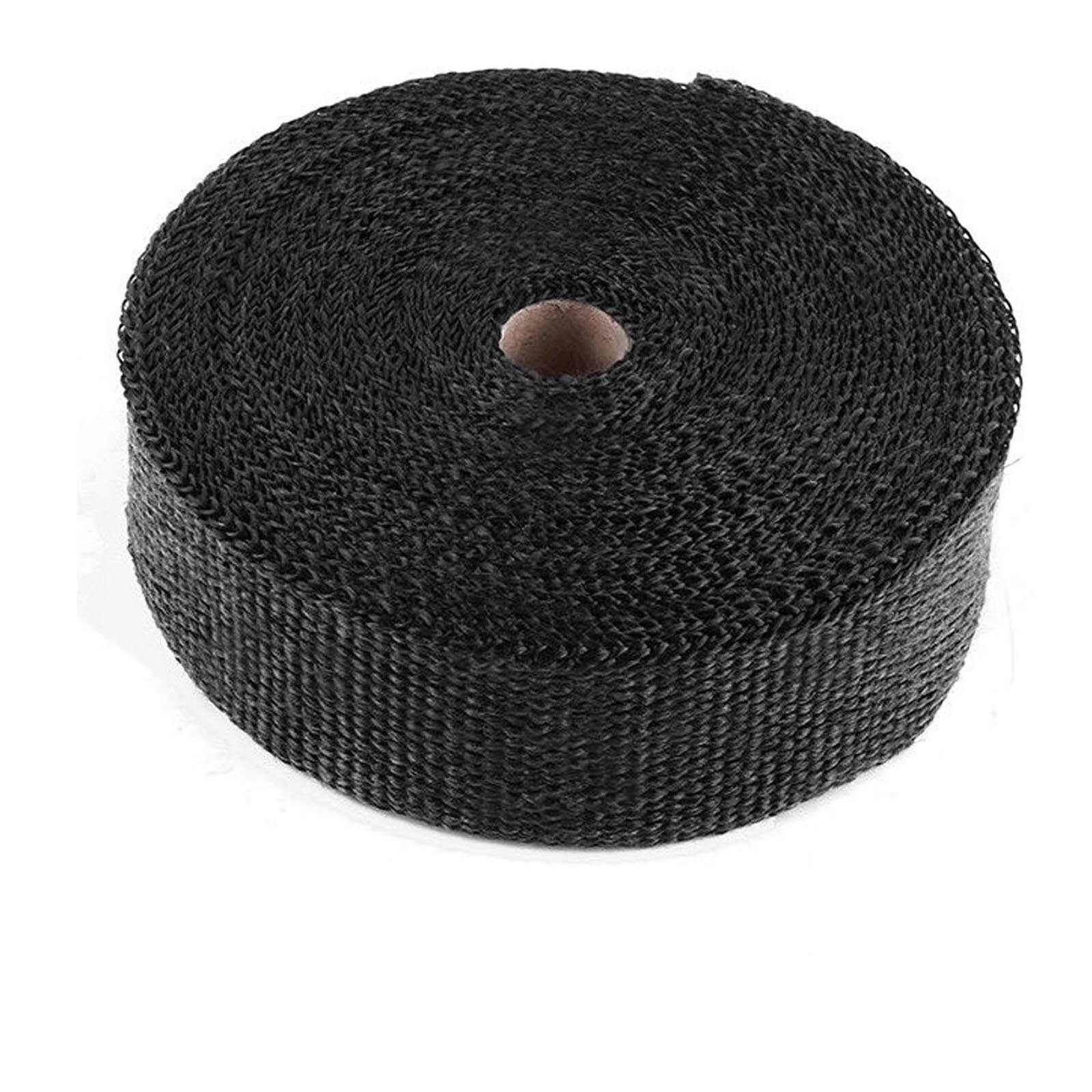2 Roll x 2" 50Ft Black Fiberglass Exhaust Header Pipe Heat Wrap Tape+20 Ties Kit