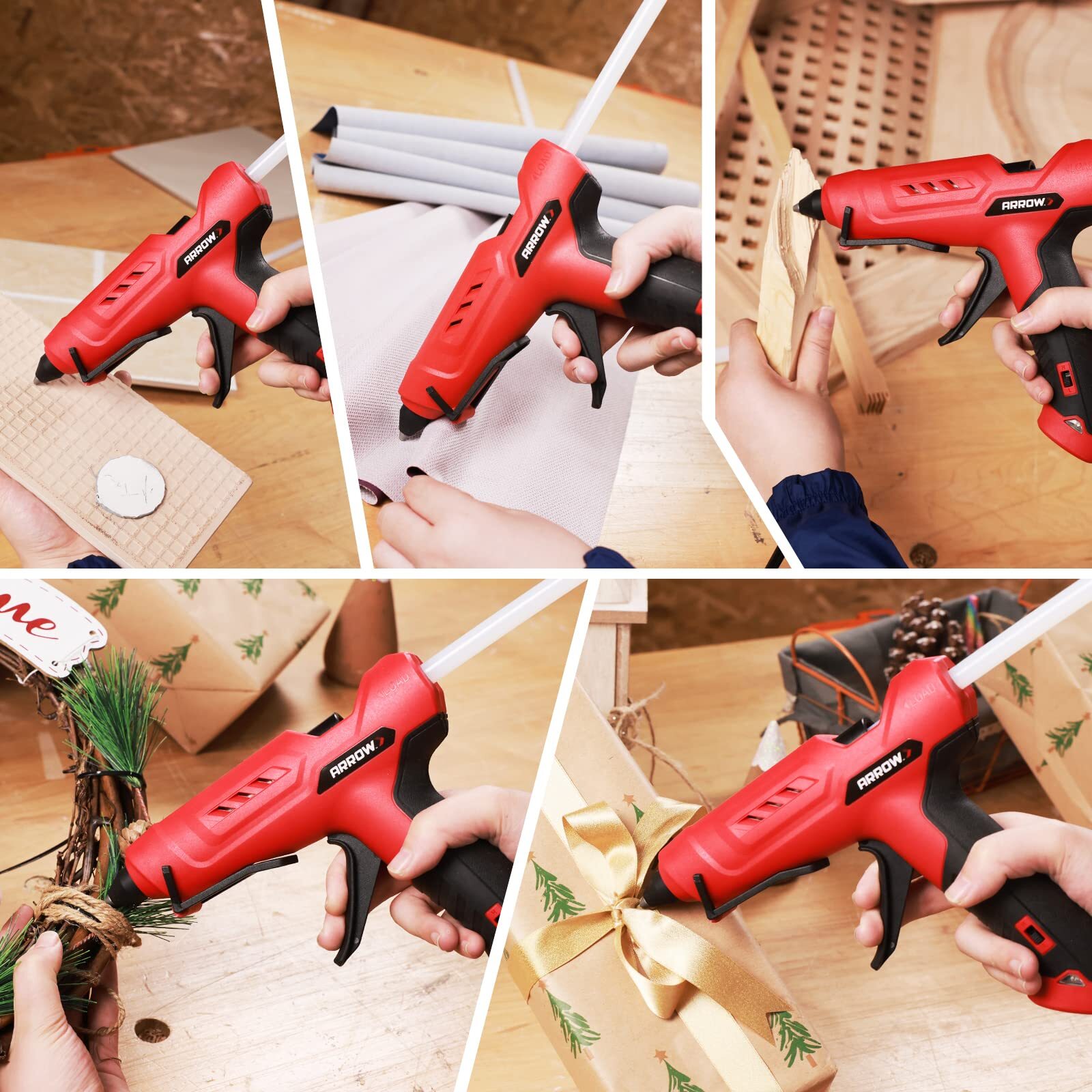 Arrow Full Size Dual Temp Glue Gun Kit with 12 Sticks Heavy Duty Fast Heating