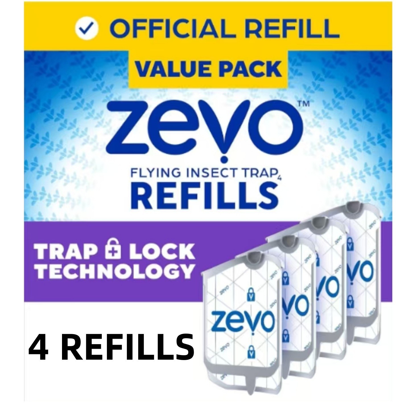 (4 Refill Cartridges) Zevo Flying Insect Trap Refill Cartridges -Easy to Use