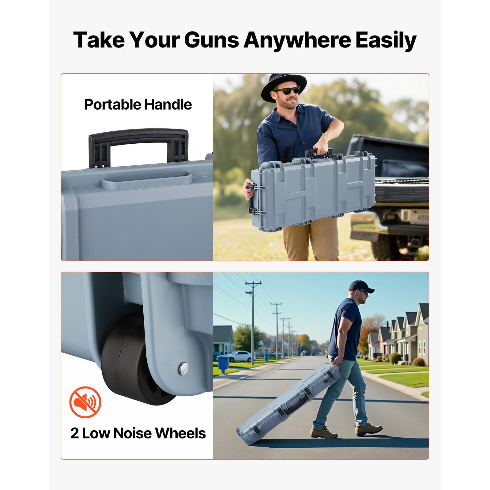 Uimoso 42-Inch Hard Rifle Case, Waterproof & Dustproof Gun Storage, Grey