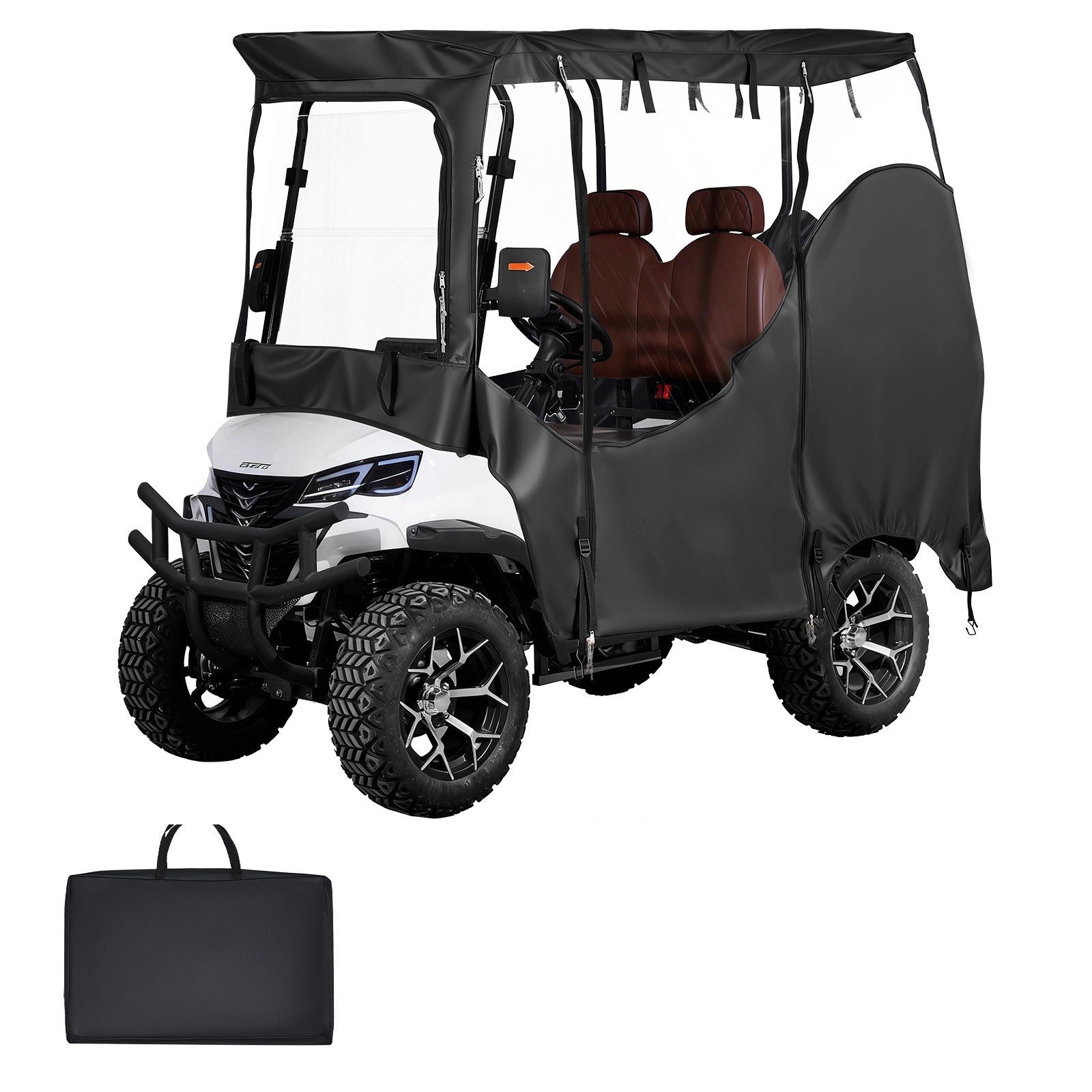 Uimoso Golf Cart Cover with Transparent Full Enclosure for 2 or 2+2 Passengers