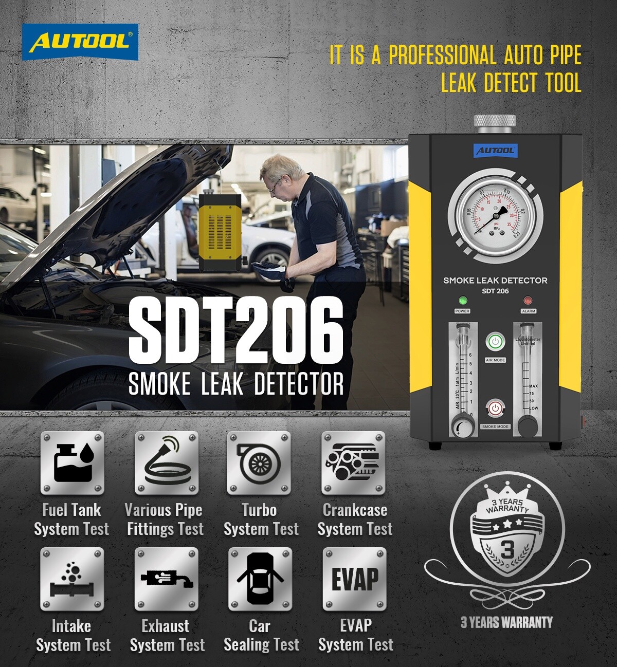 EVAP Smoke Machine Leak Detector Automotive Fuel Pipe System Vacuum Smoke Tester