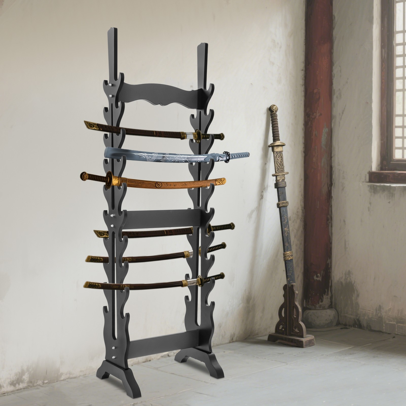 20-tier Sword Display Stand, Vertical Sword Display Stand, Double-sided Sword Ra