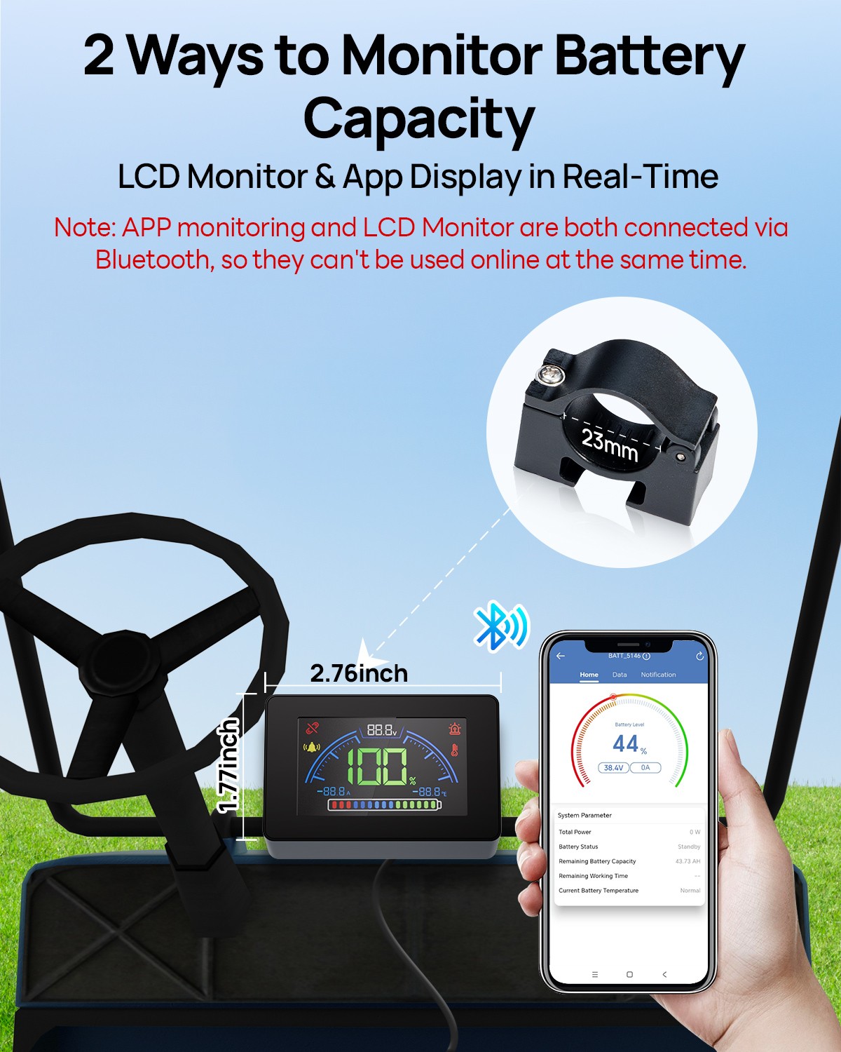 36V 100AH Lithium Golf Cart Battery Bluetooth Trolling Motor RV with 25A Charger