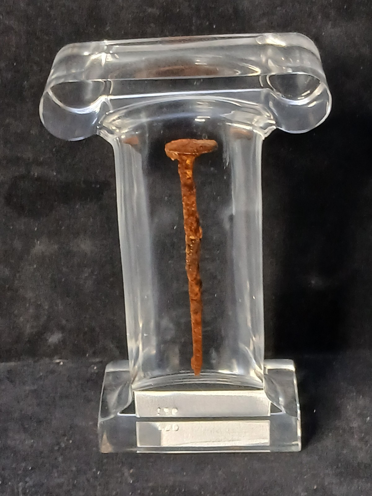Ancient Roman Legion Iron Nail in Lucite & Display Box Scotland - 7x10 - LK