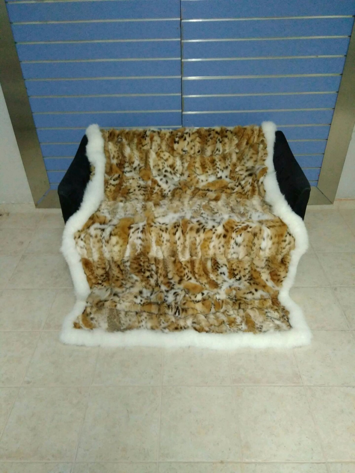 Luxury Lynx Fur Throw 100% Real Lynx Blanket Genuine Bedspread With Fox Outline