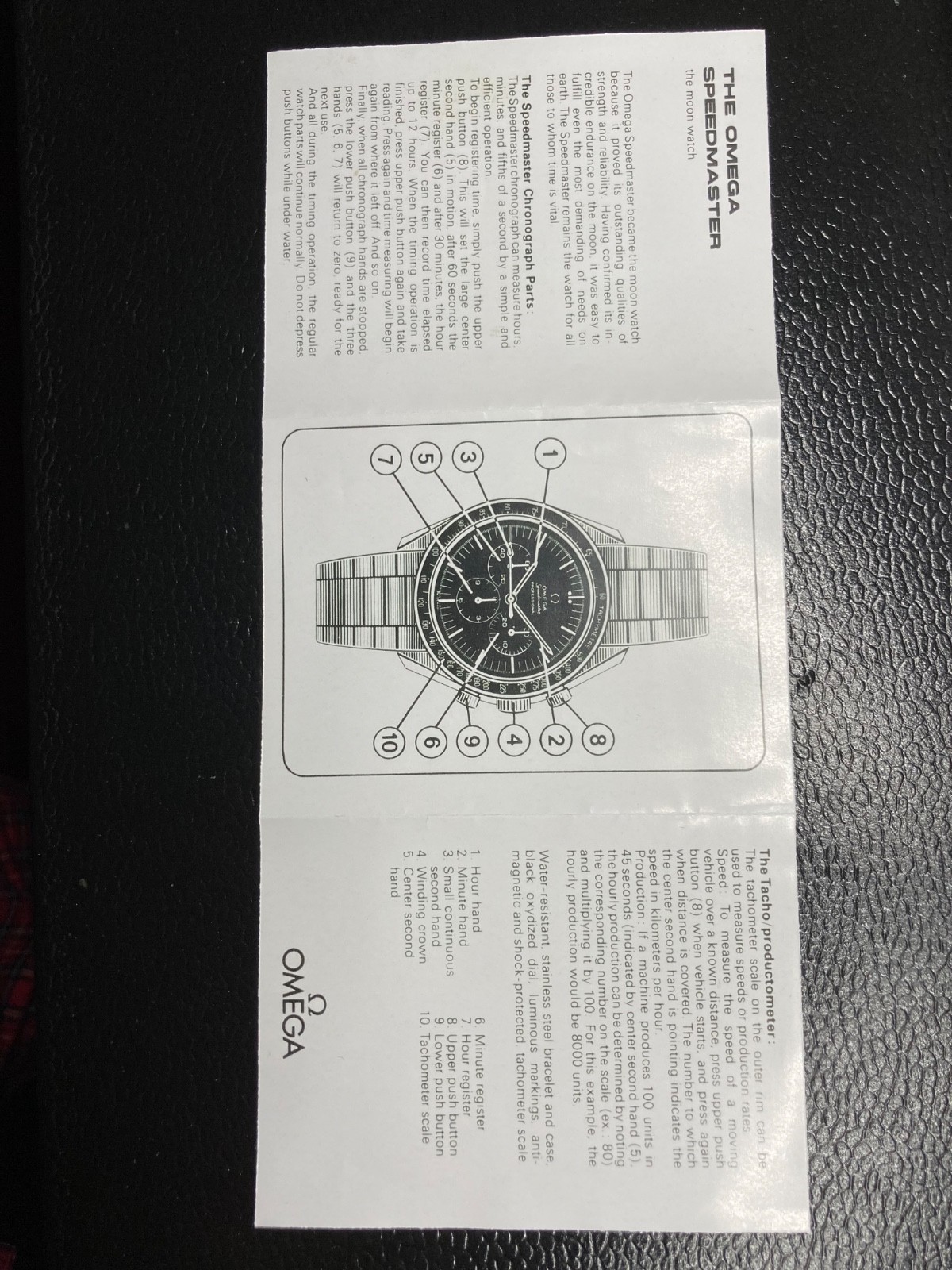 Omega Speedmaster Instructions / Booklet