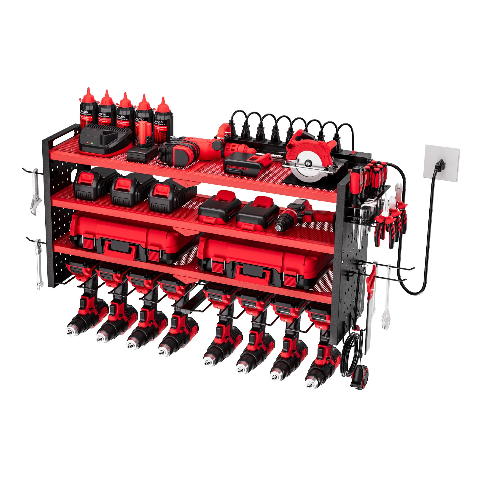 VEVOR Power Tool Organizer with Charging Station 4-Layer Drill Storage Rack