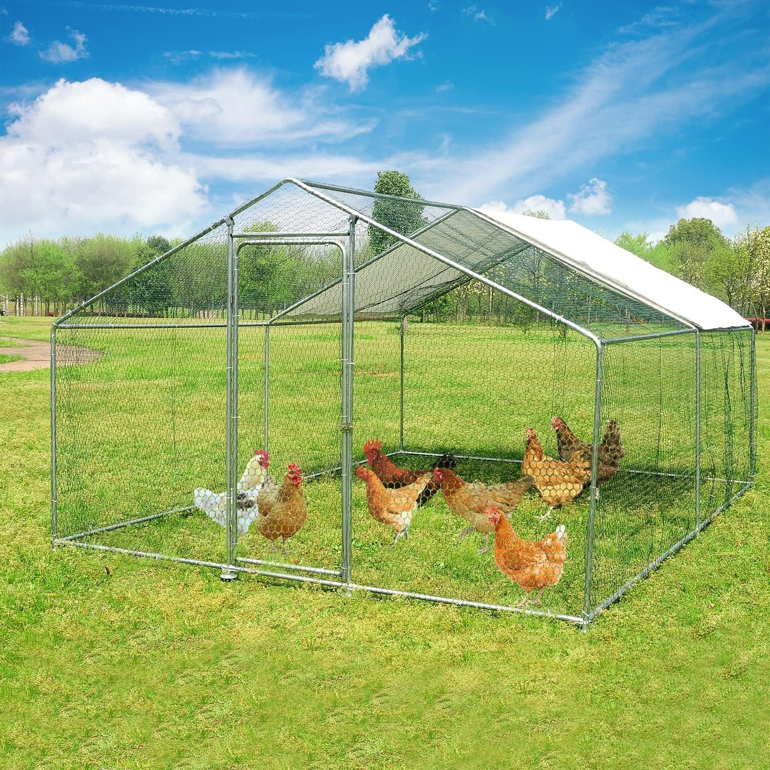 10x10'/ 13x10'/ 20x10' Chicken Coop Run Hen House Enclosed Backyard Poultry Cage