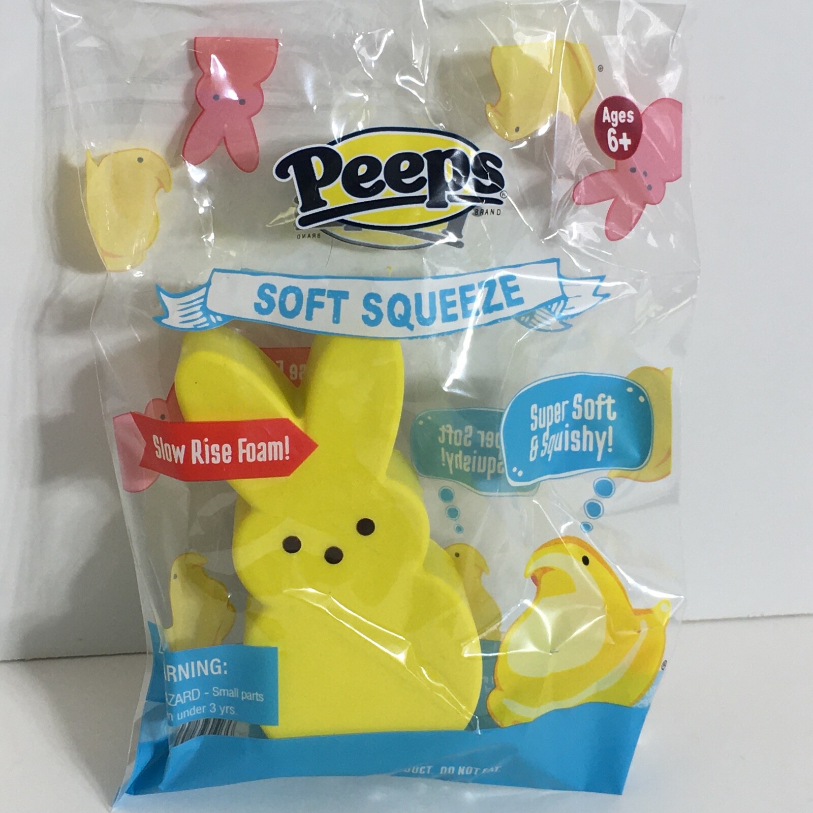Peeps Bunnies Toy Soft Squeeze Lot of Three Blue Pink Yellow Squishy Easter