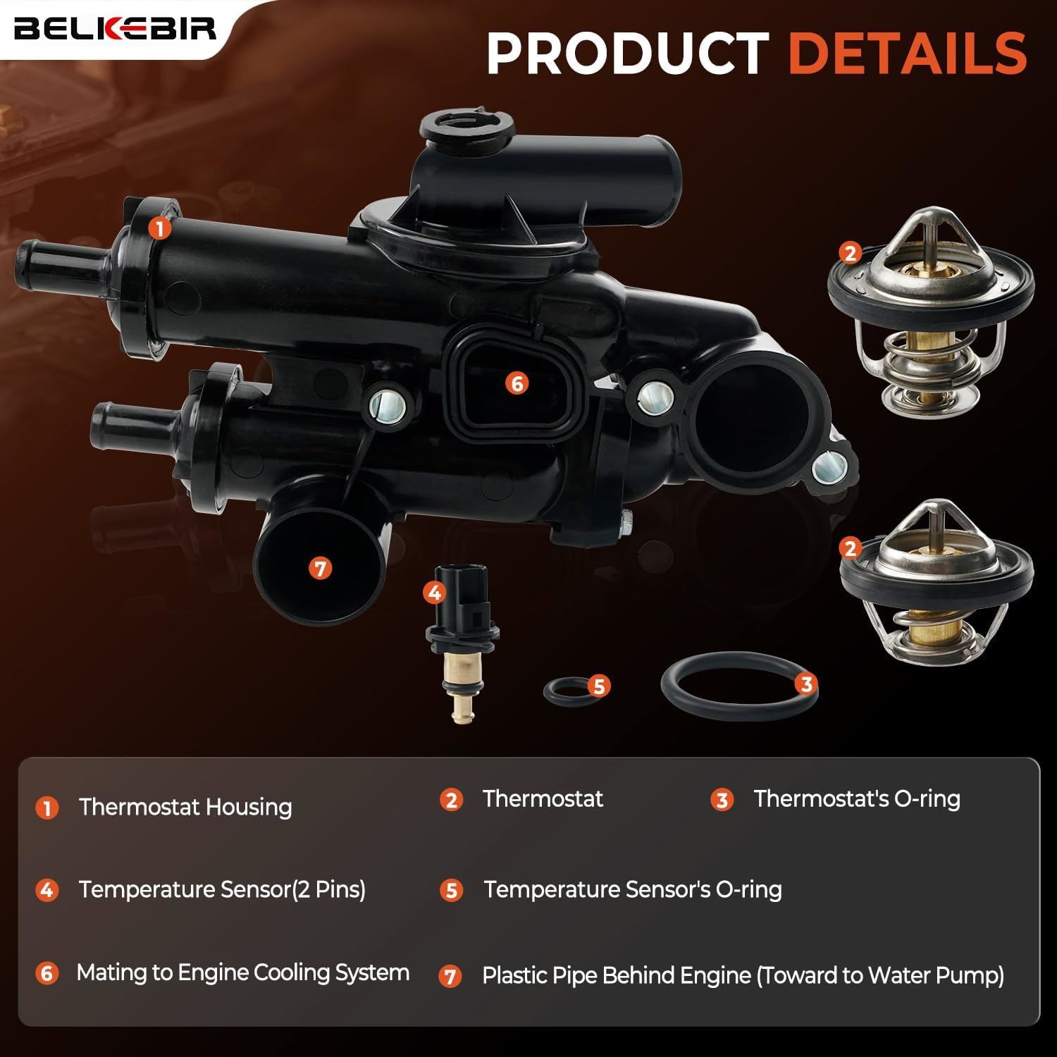 Engine Coolant Thermostat Housing Assembly for Dodge Chrysler 200 Jeep 2.0/2.4L