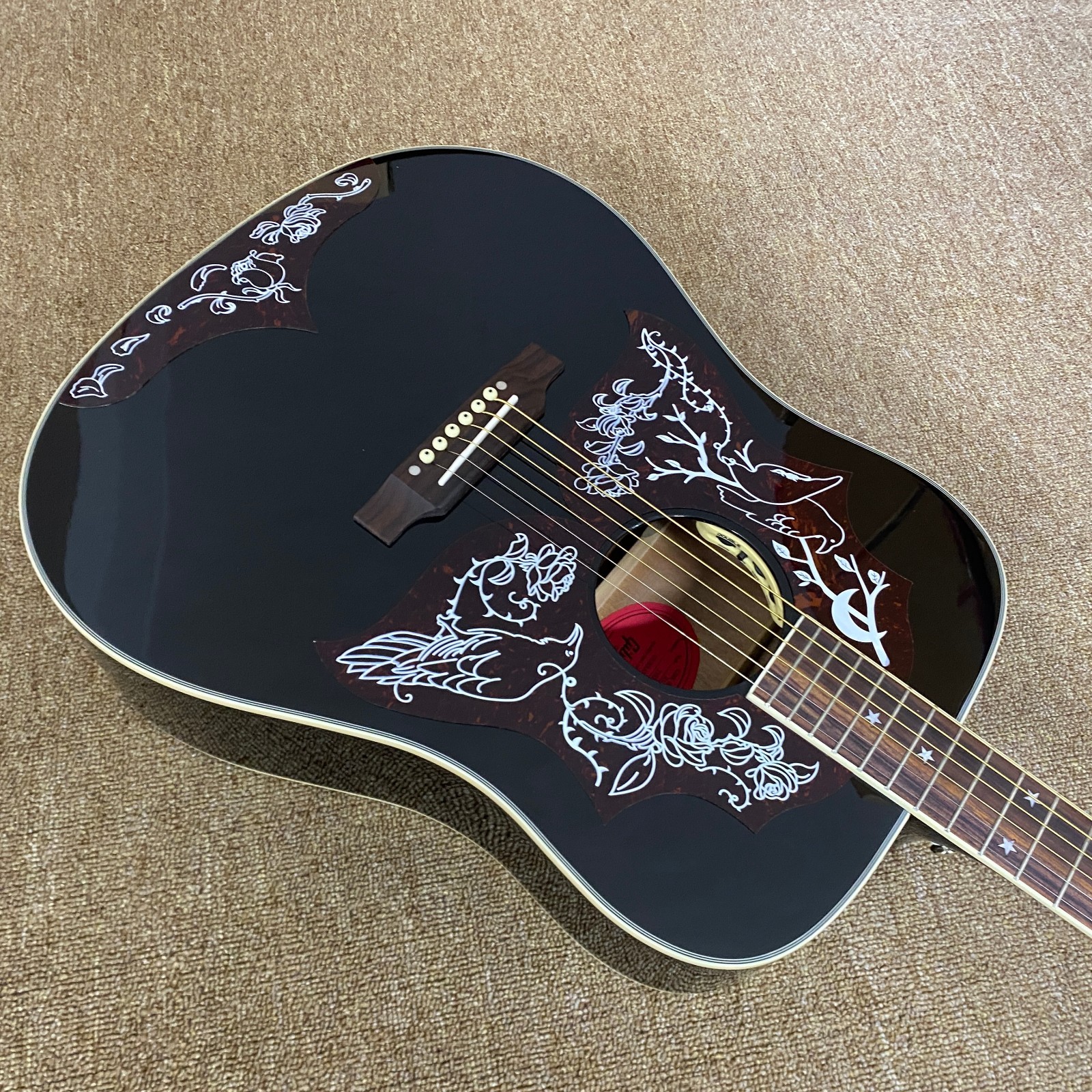 Black raven acoustic electric guitar rosewood fingerboard Free Shipping