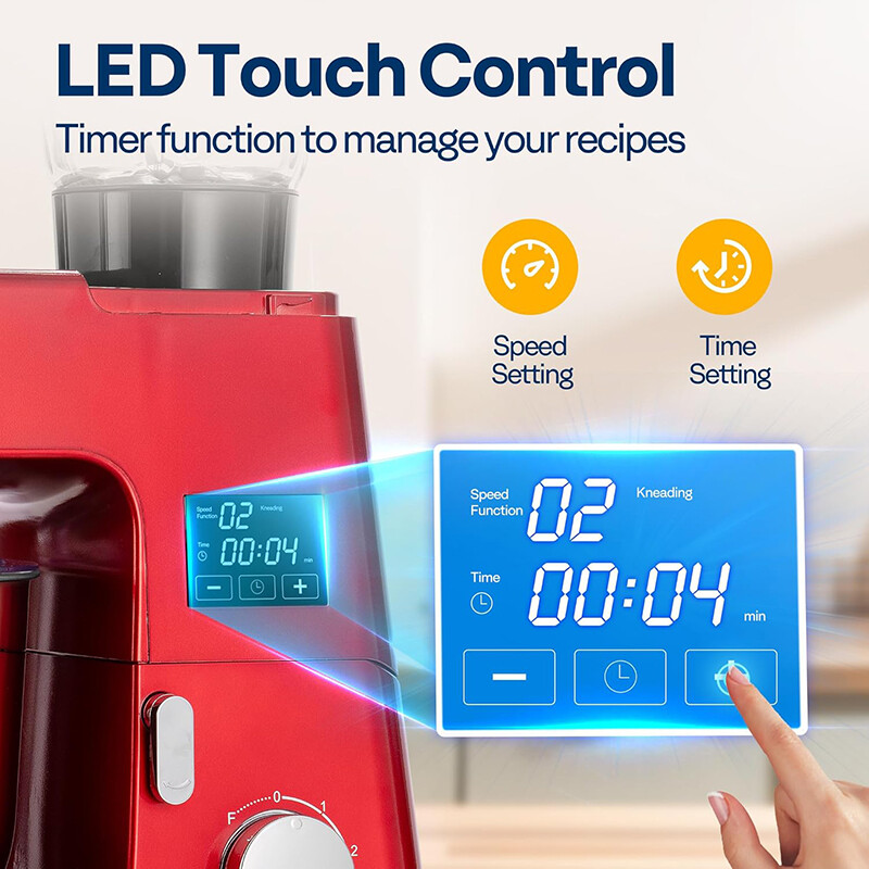 Stand Mixer 6Speed 7.5Qt 9-in-1 w/ Fermentation Timer Meat Grinder Juicer Slicer