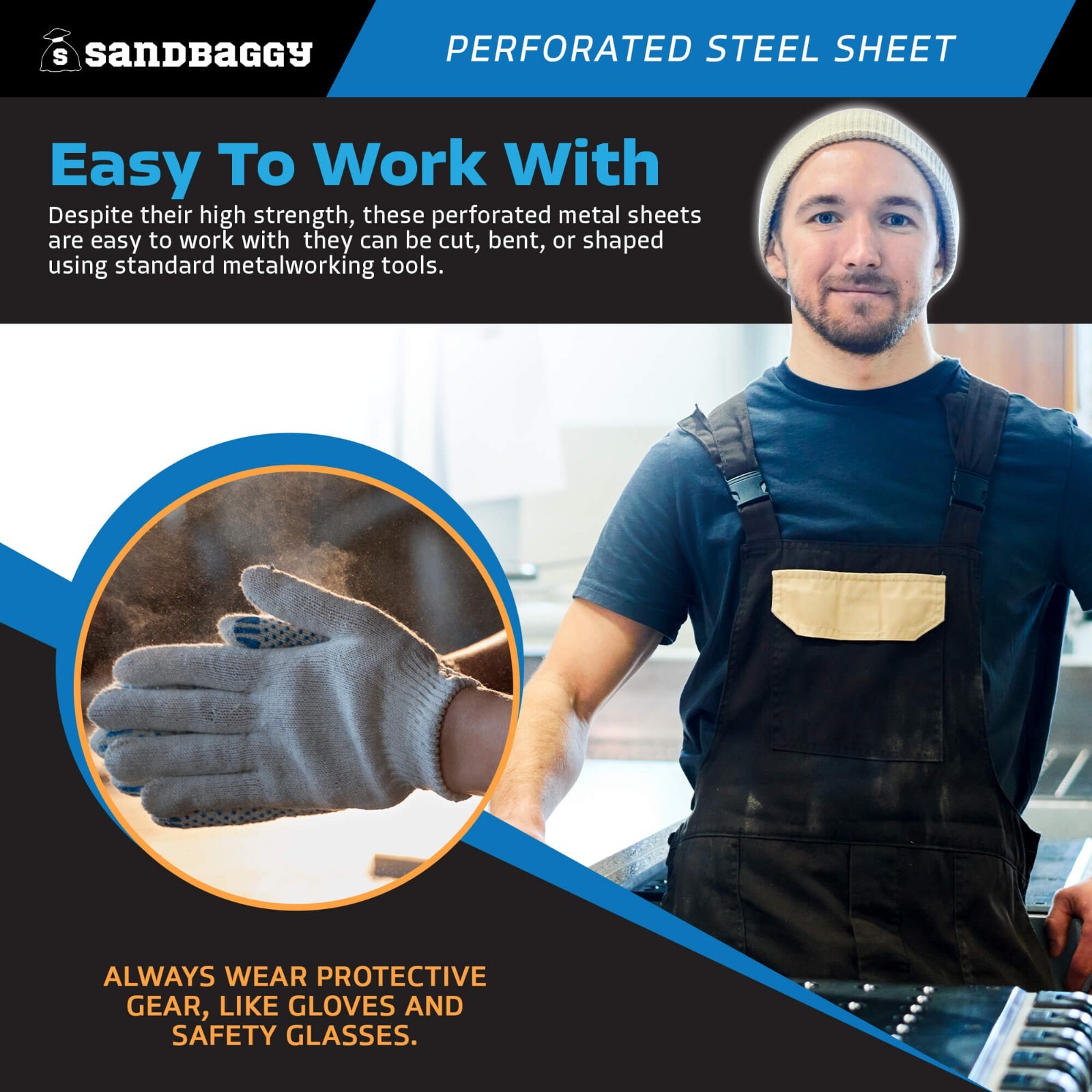 Sandbaggy Perforated Steel Sheet 24" x 24" - Perforated Metal Sheet - 20 Gauge