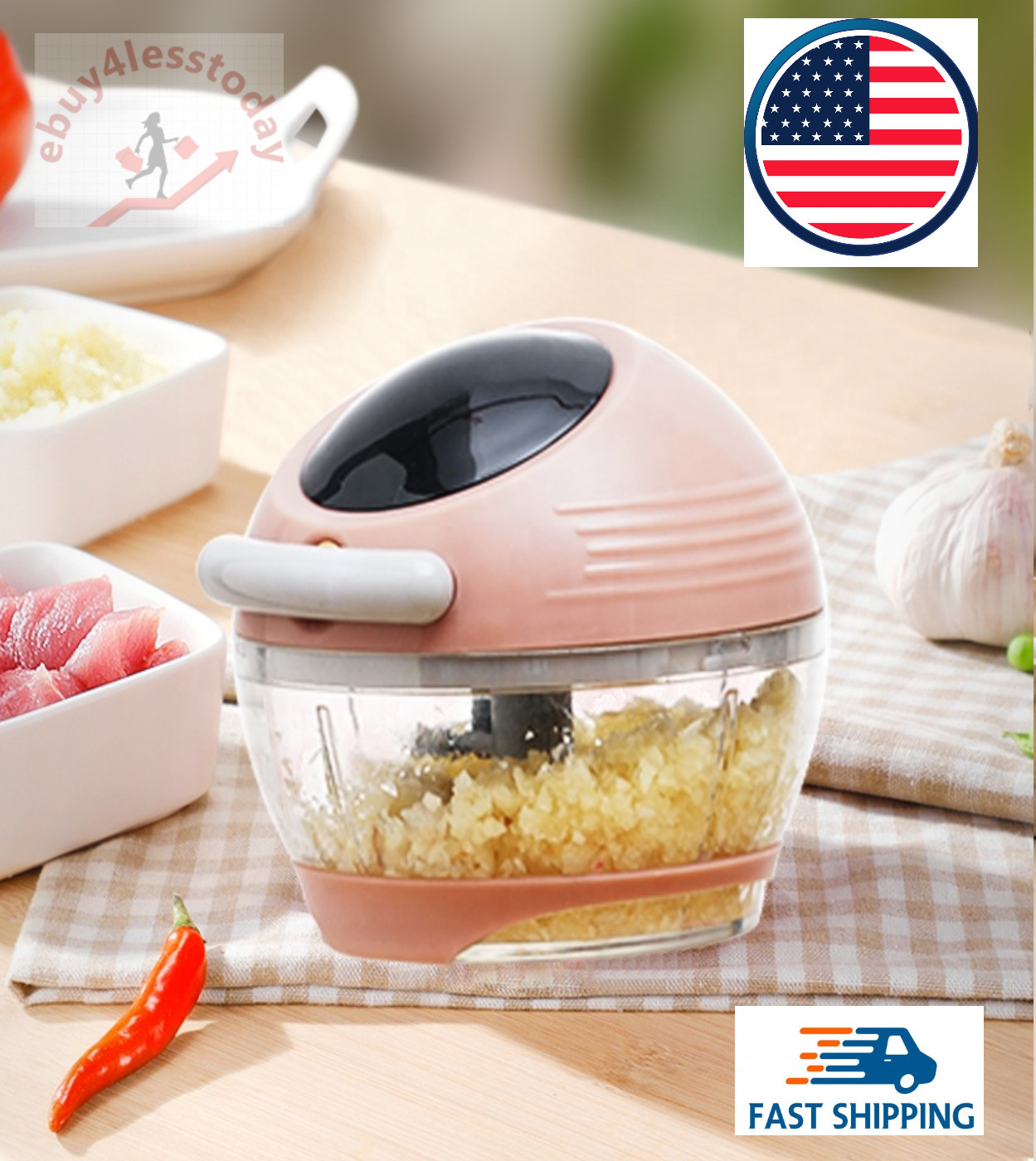 Multi-Functional Manual Food Chopper Compact Hand Held Vegetable Dicer Mincer