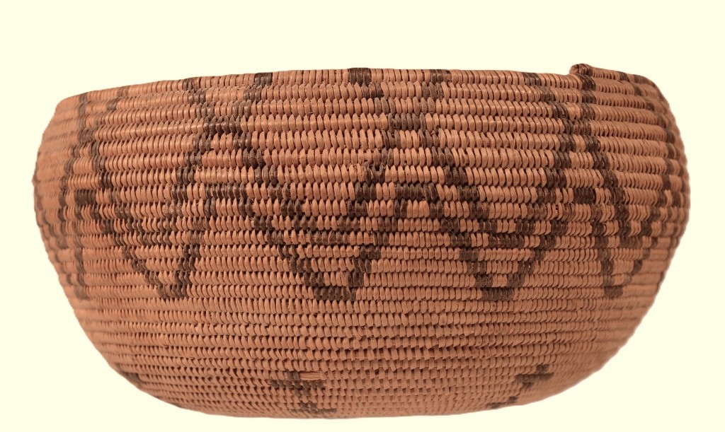 Paiute Basket Bowl ca. 1900 Size 3.125" H x 6.25" D Hand Coiled with Zigzag