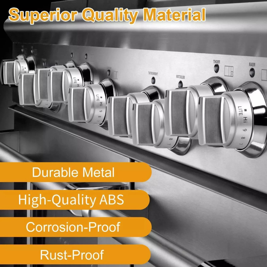 5 Pack Stainless Steel Look Control Knob Kits For GE Gas Range Stove WB03X24818