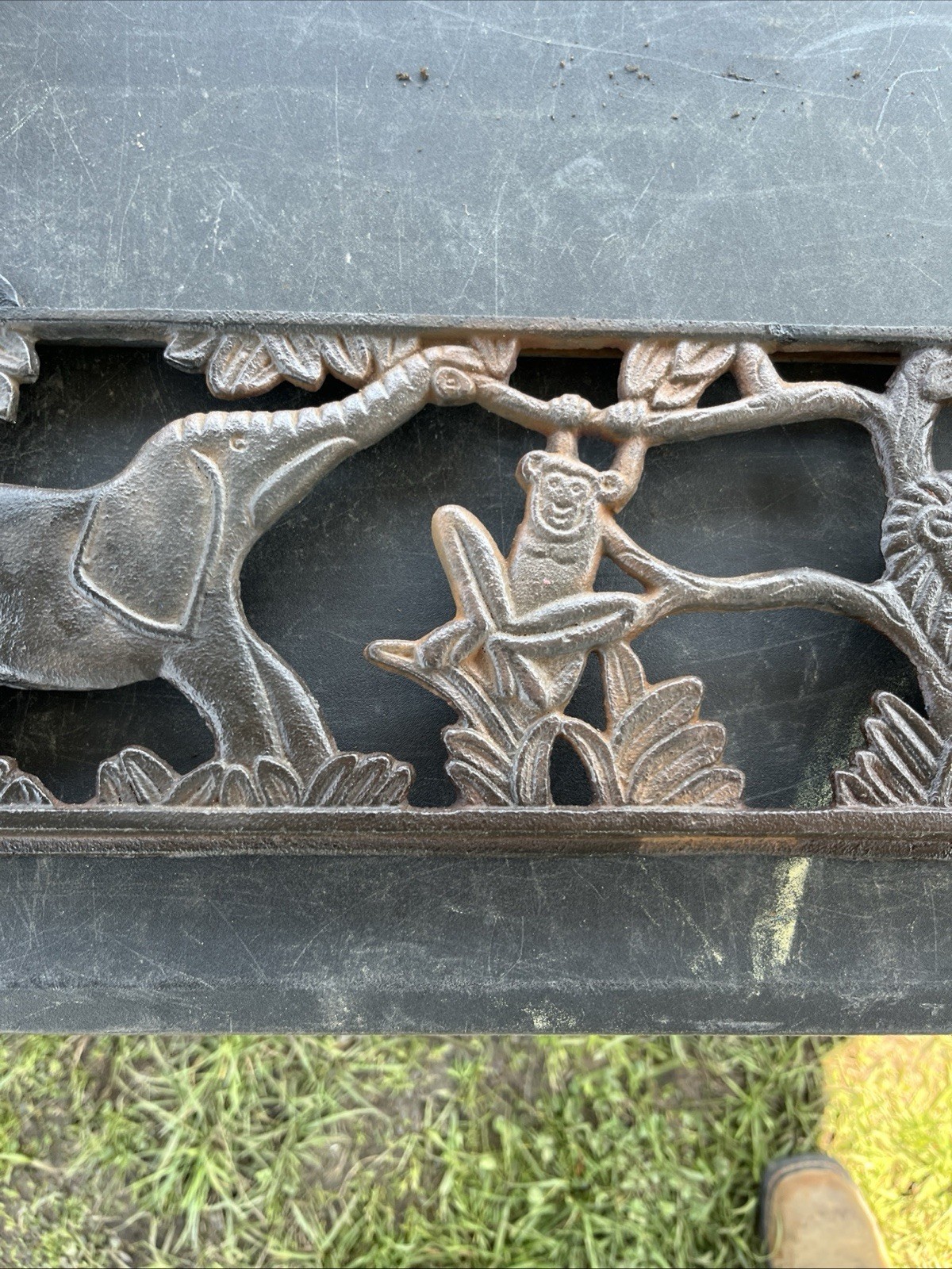 Vintage Cast Iron Animals Bench Back Safari Jungle Theme 6”x28”