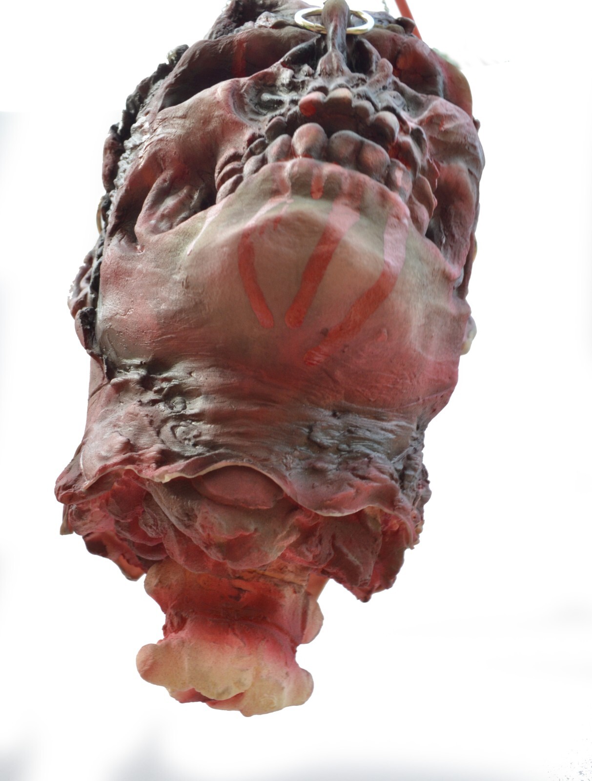 Life Size Halloween Props Scary Walking Dead Zombie Rotten Chained Head