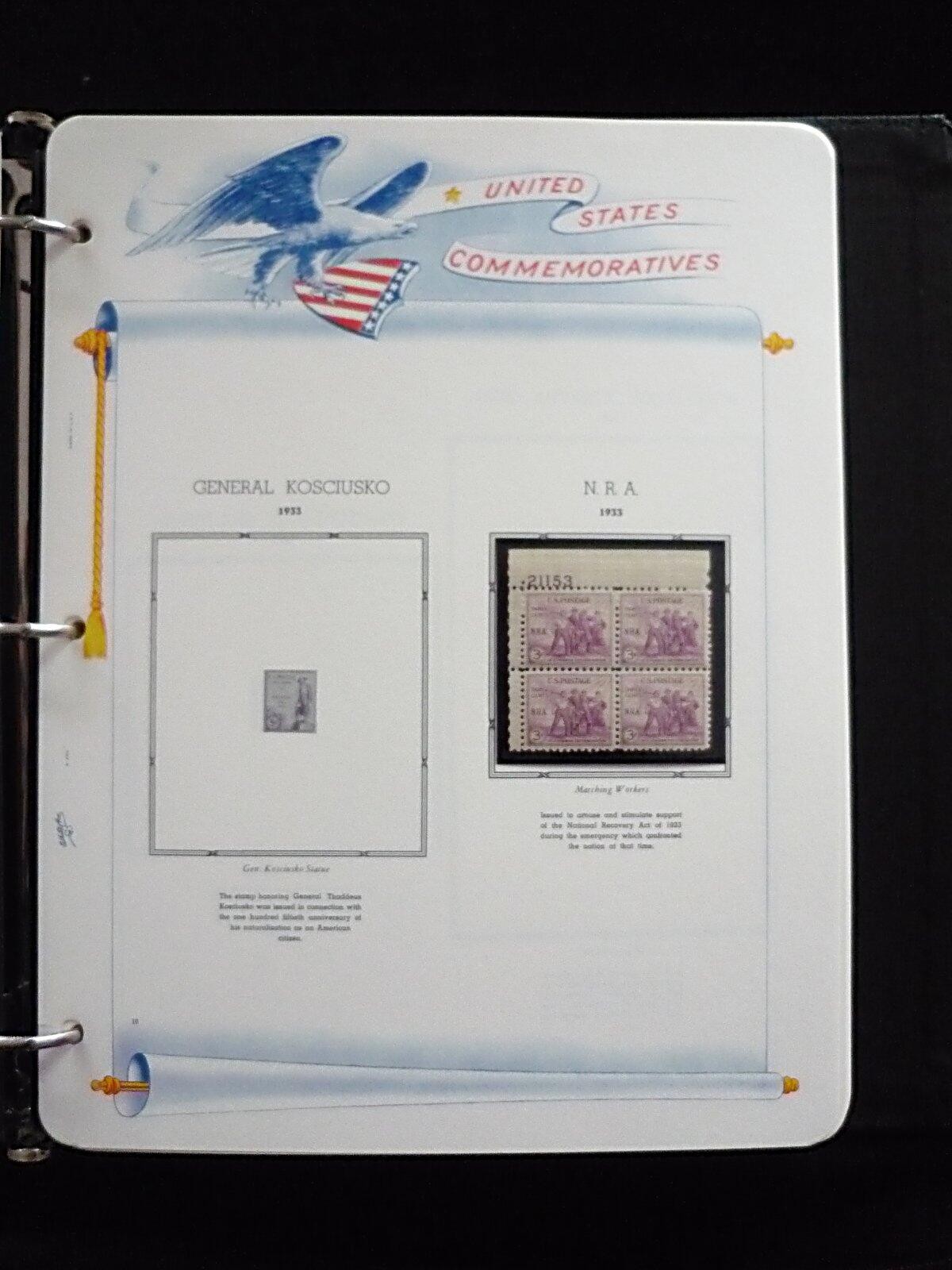 WHITE ACE COMMEMORATIVE STAMP ALBUM - 69 PLATE BLOCKS - 1932-1941 + DUST COVER