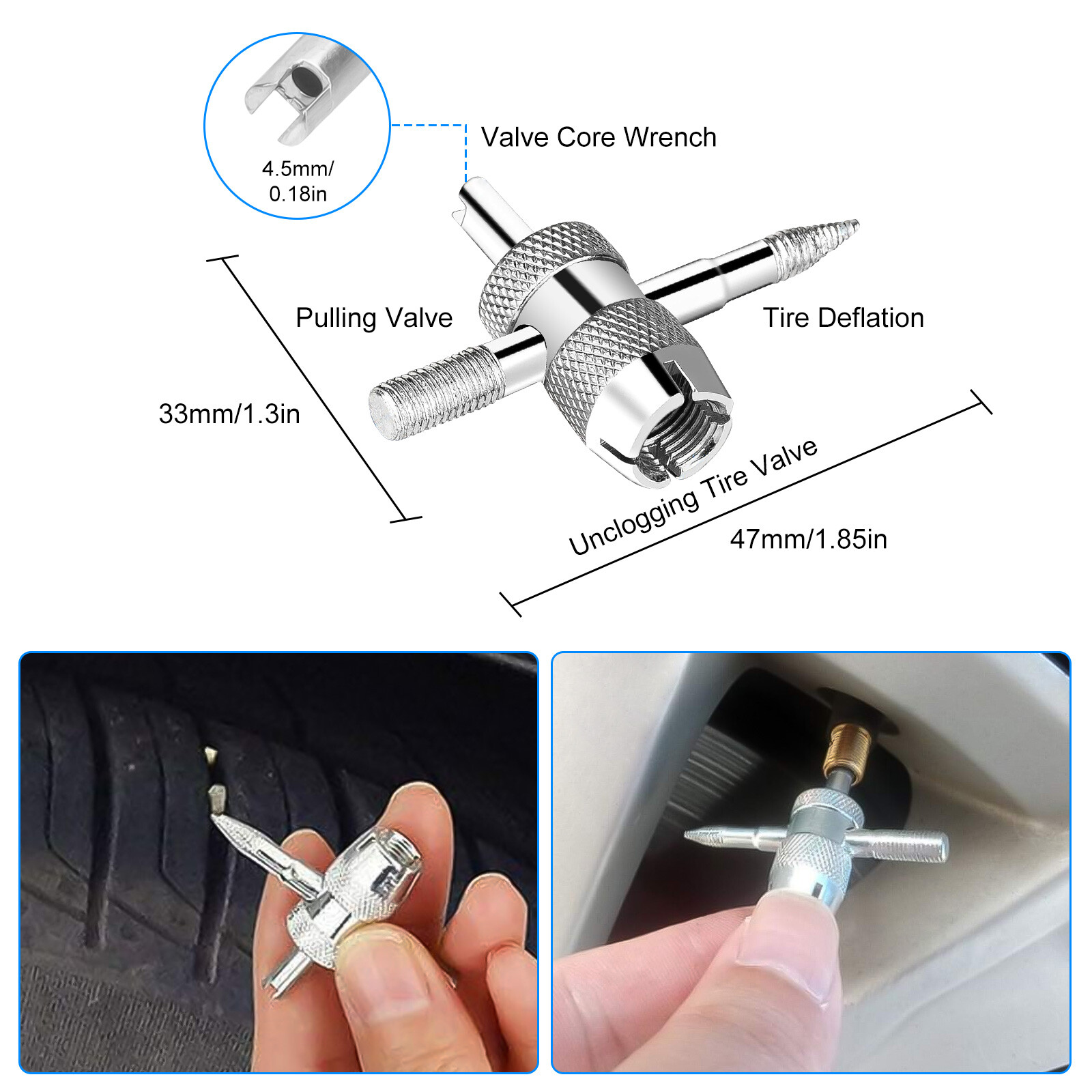 Tire Valve Stem Core Remover&Installer/Replacement Tool Kit For TR413 Valve Core