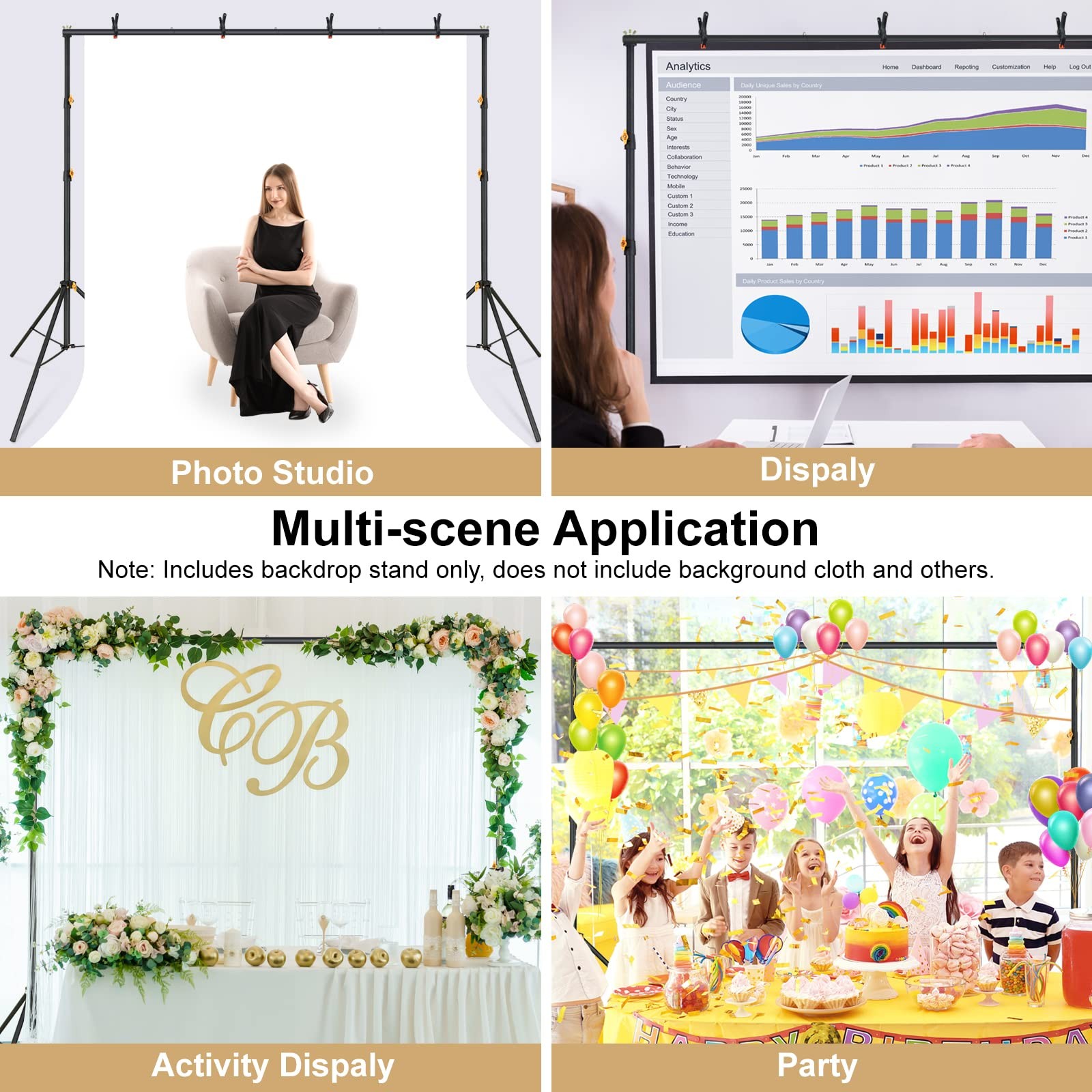 Adjustable Photo Background Stand 10x6.5ft Studio Backdrop Support Kit