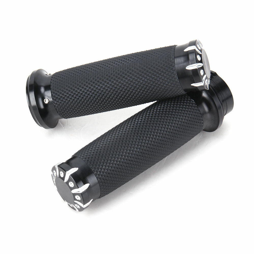1" Motorcycle Chrome Black Hand Grips Handlebar for Harley Yamaha Honda Kawasaki